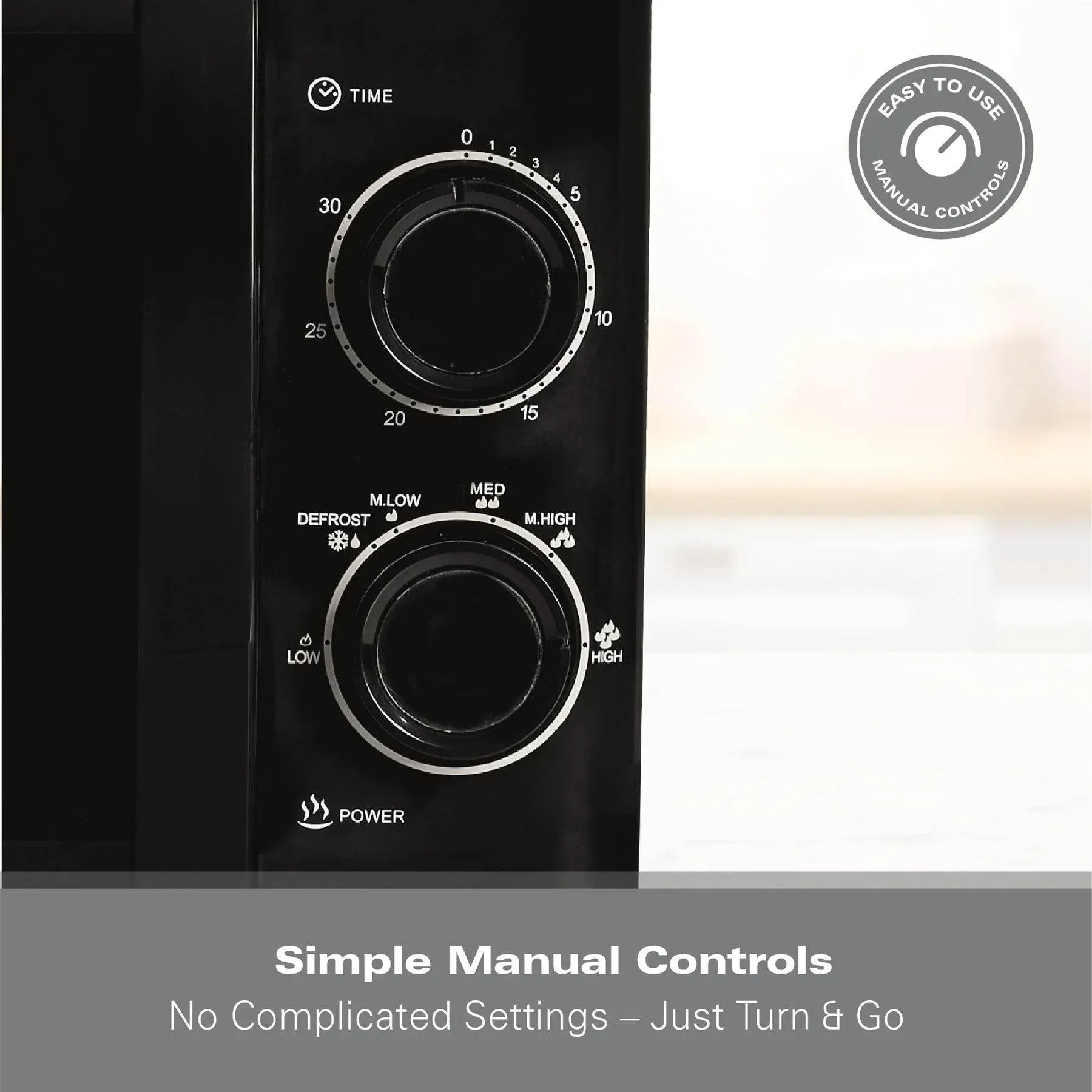 Hamilton Beach 20L Manual Microwave with Stainless Steel Cavity - Black - Image 5