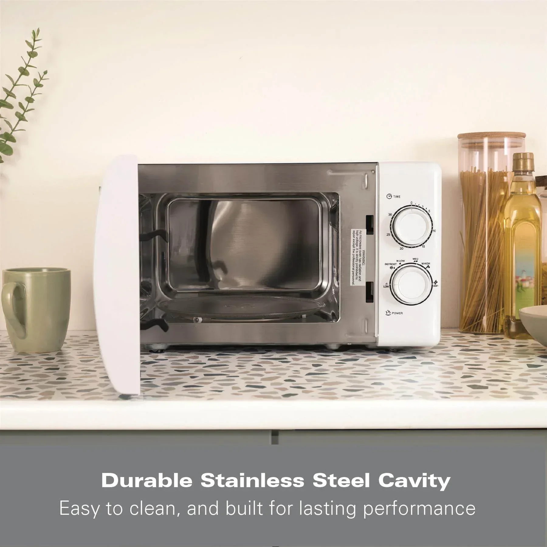 Hamilton Beach 20L Manual Microwave With Stainless Steel Cavity - White - Image 3
