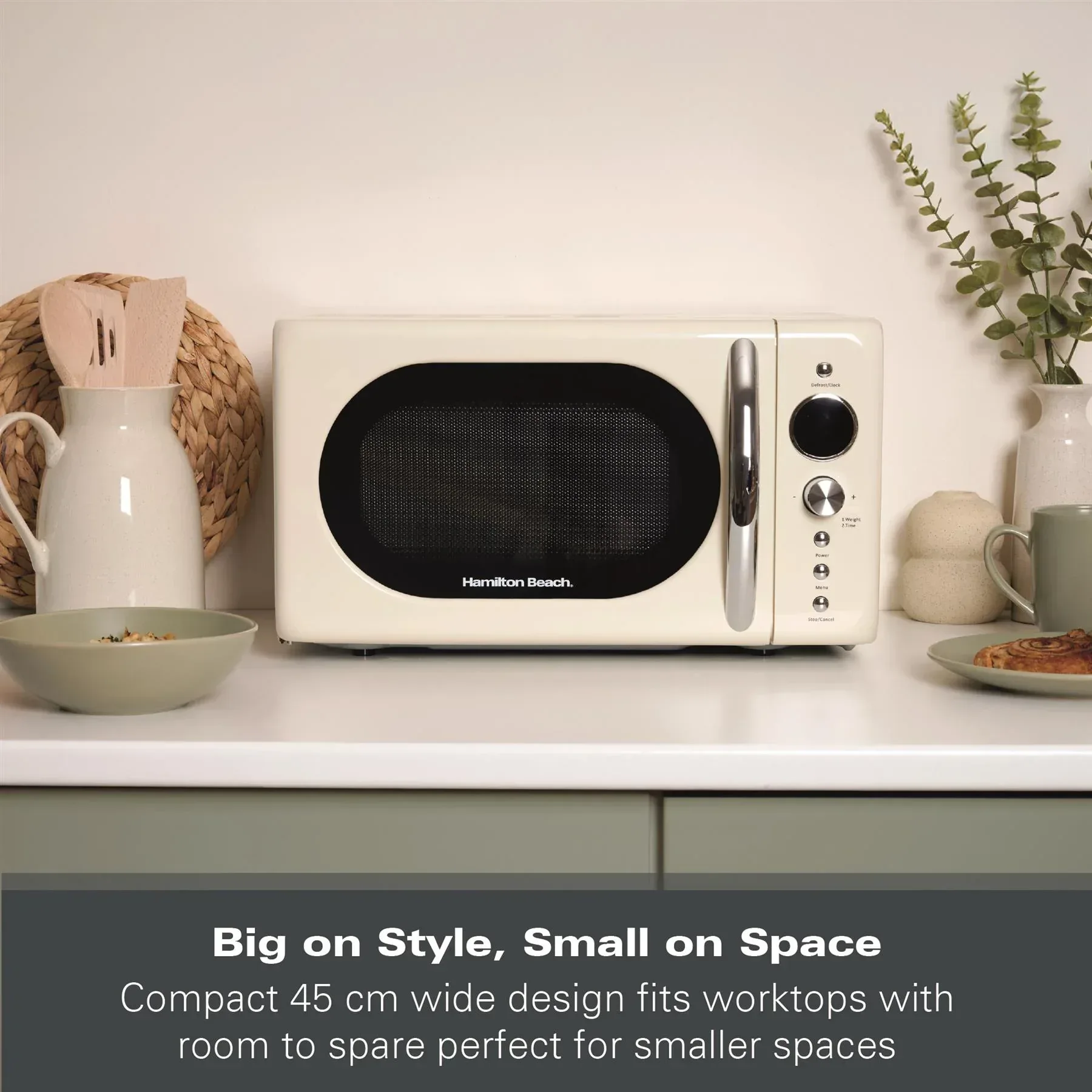 Hamilton Beach 20L Retro Cream Microwave - Image 6