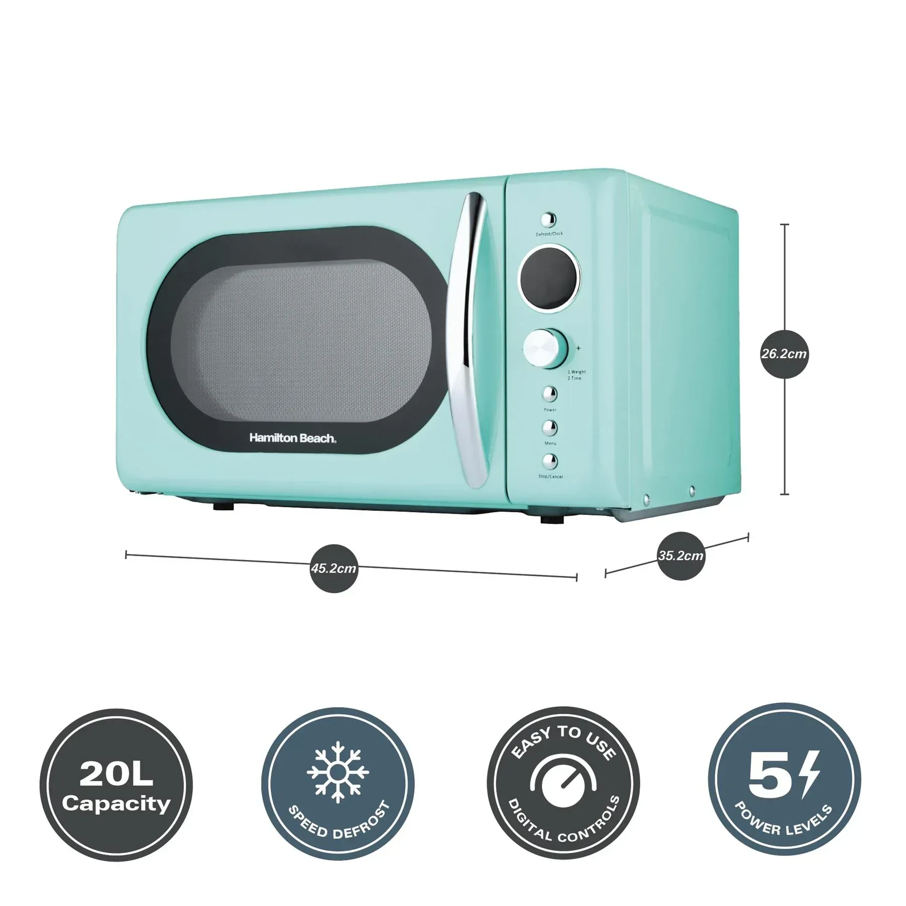 Hamilton Beach 20L Retro Mint Microwave - Image 9