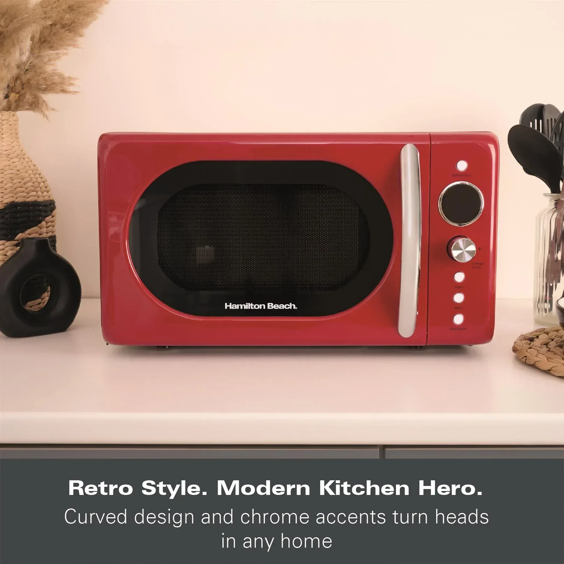 Hamilton Beach 20L Retro Red Microwave - Image 3