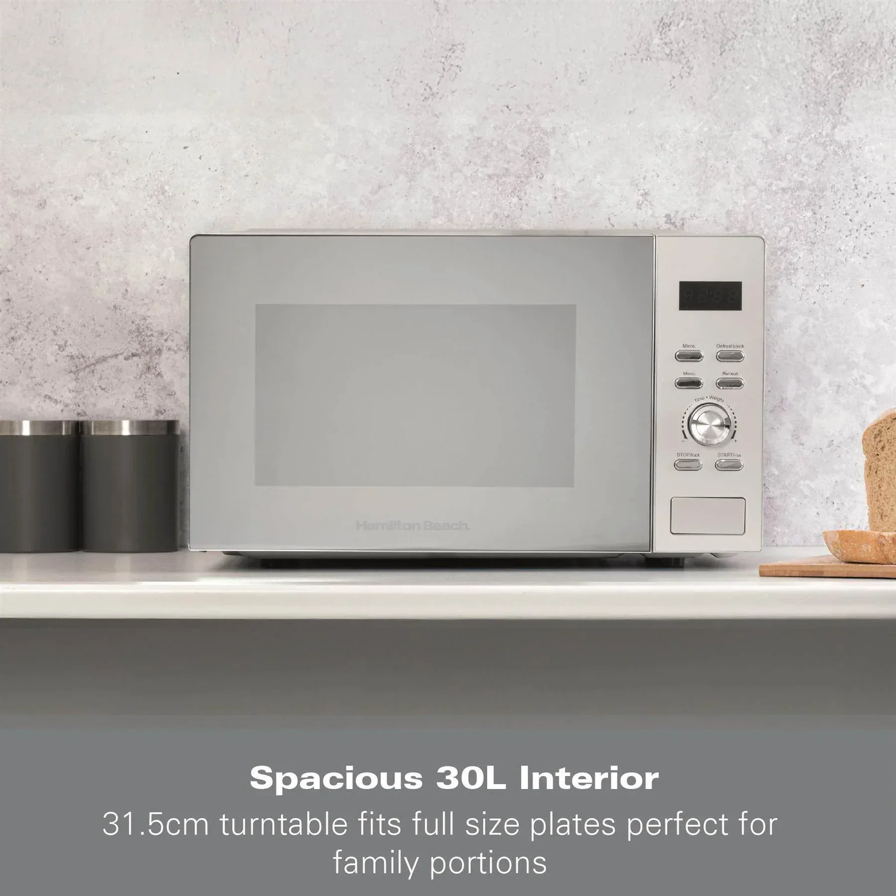 Hamilton Beach 30L Silver Family Microwave - Image 8