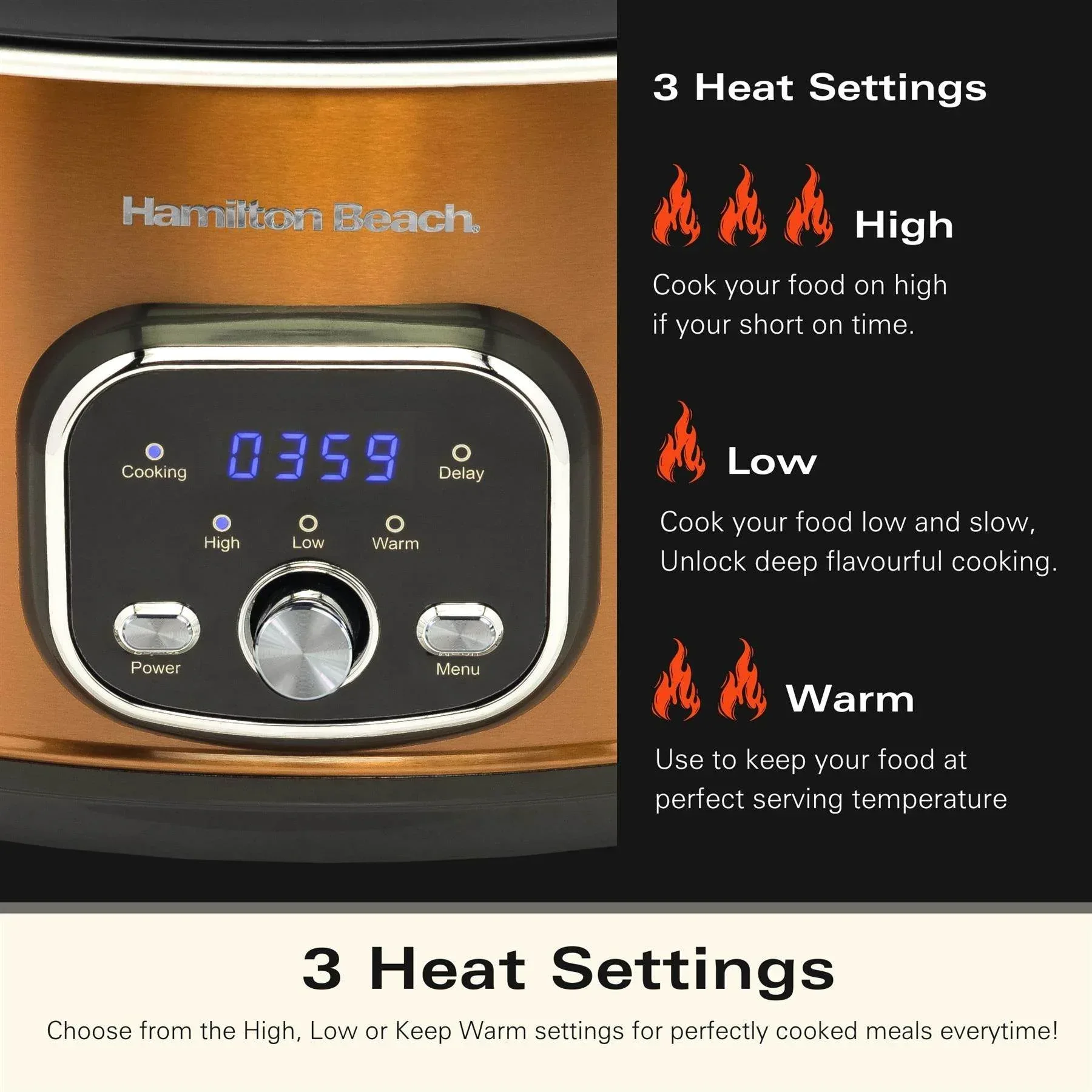 Hamilton Beach Digital 6.5L Oval Slow Cooker - Copper - Image 7