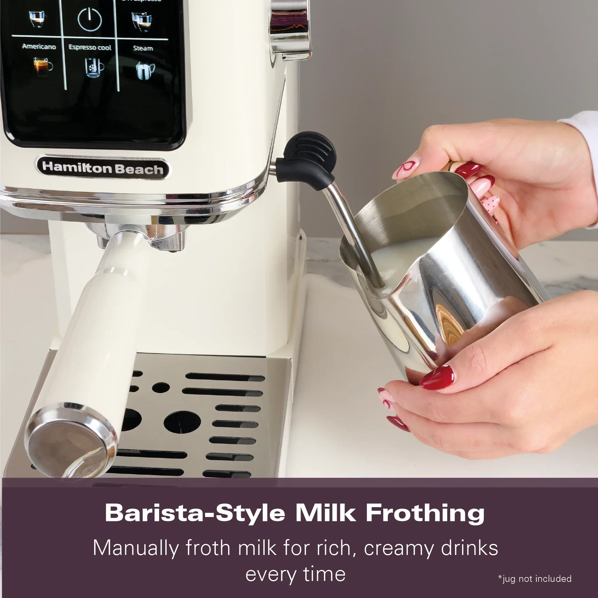 Hamilton Beach BaristaPro Touch 5-in-1 Espresso Machine Cream - Image 11