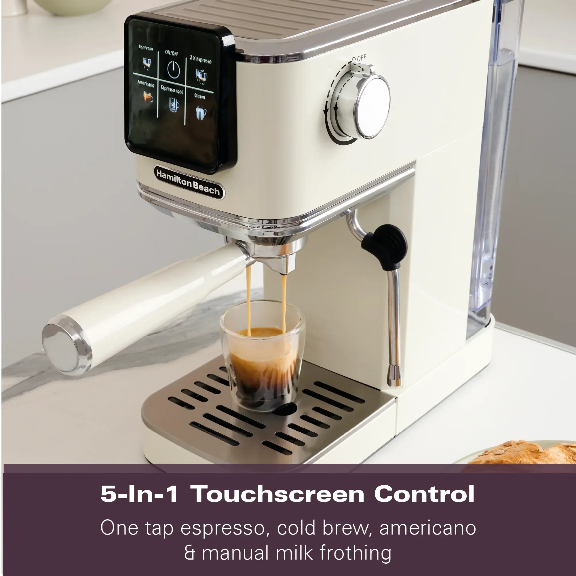 Hamilton Beach BaristaPro Touch 5-in-1 Espresso Machine Cream - Image 3