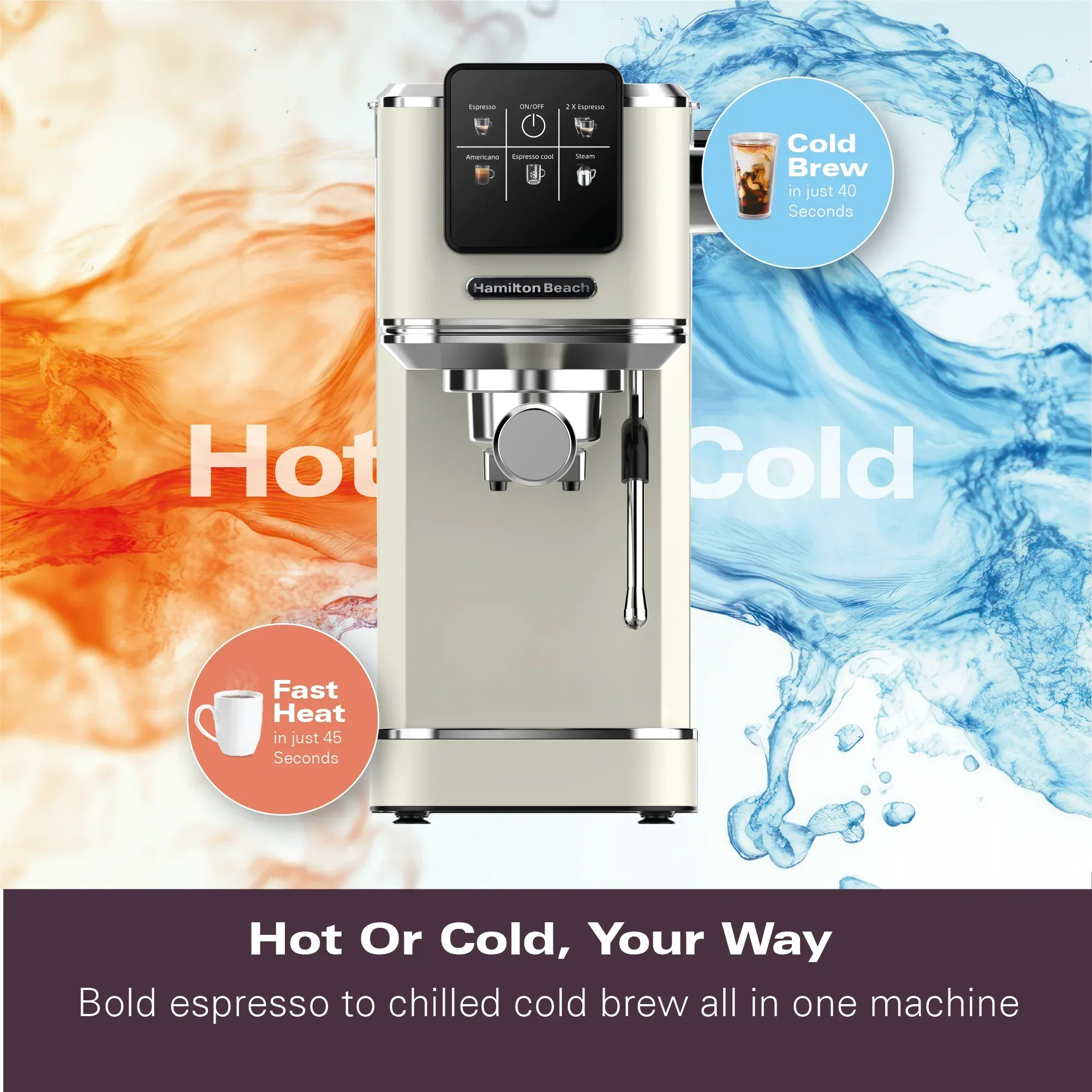 Hamilton Beach BaristaPro Touch 5-in-1 Espresso Machine Cream - Image 5