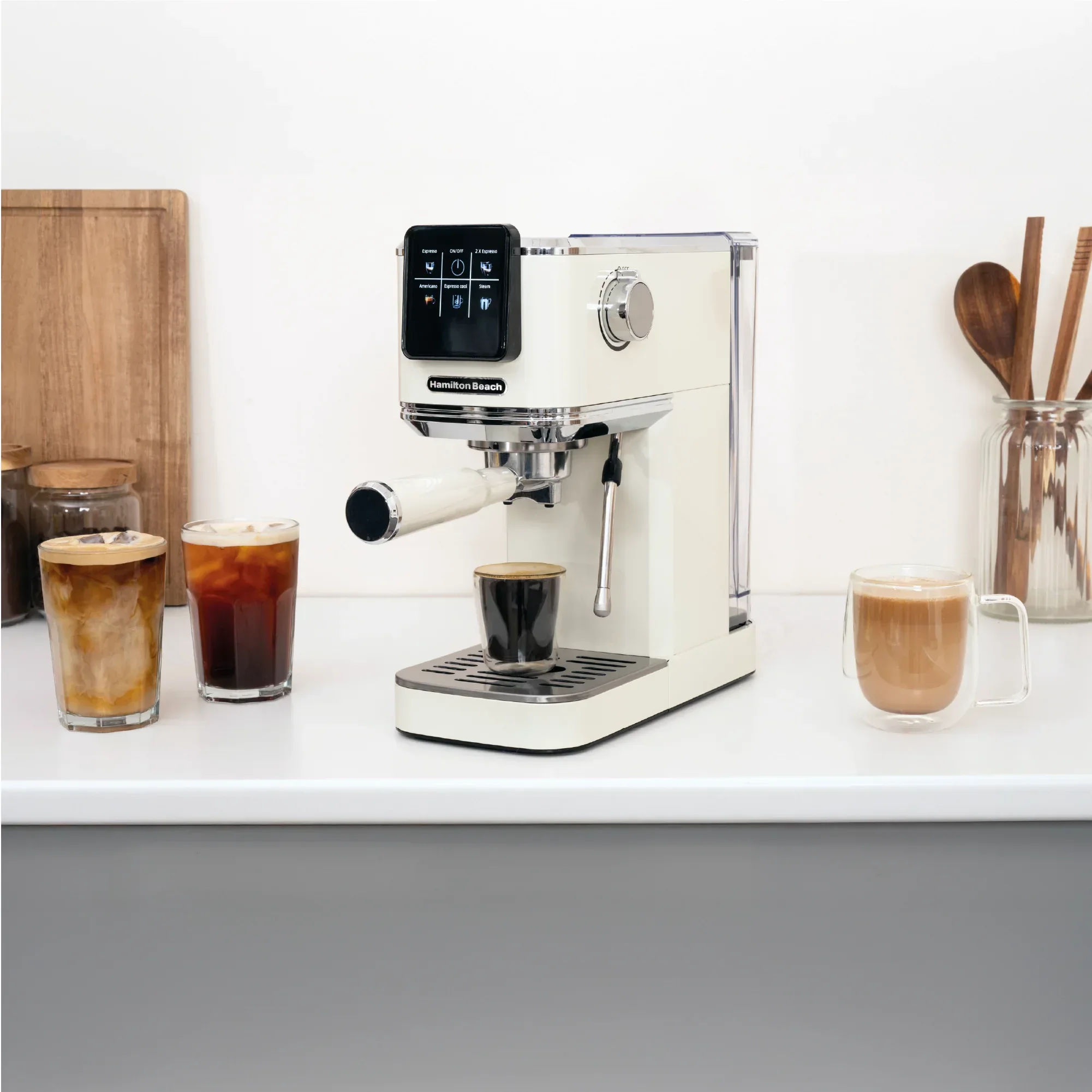Hamilton Beach BaristaPro Touch 5-in-1 Espresso Machine Cream - Image 8