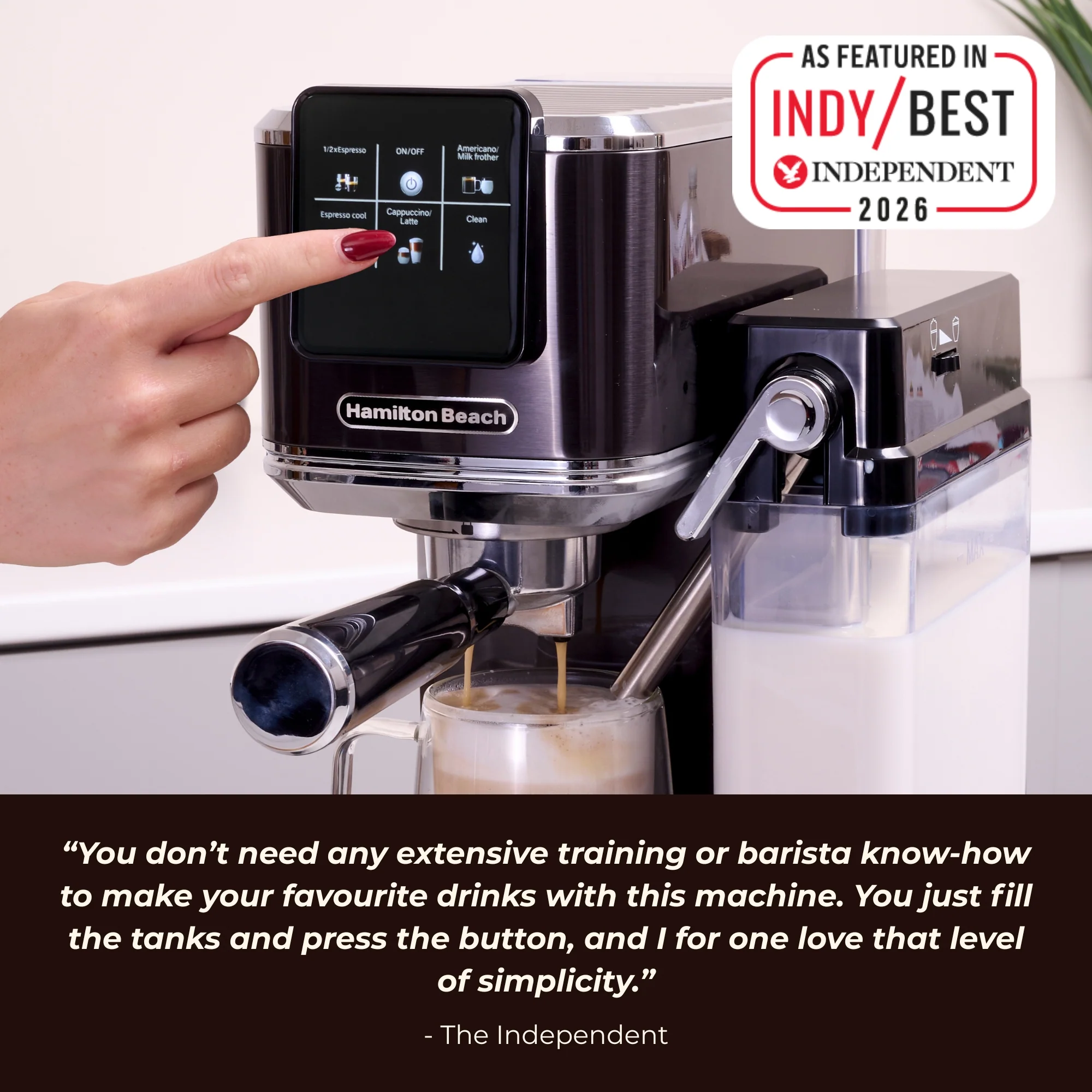 Hamilton Beach BaristaPro+ Touch 8-in-1 Espresso Machine Black - Image 3