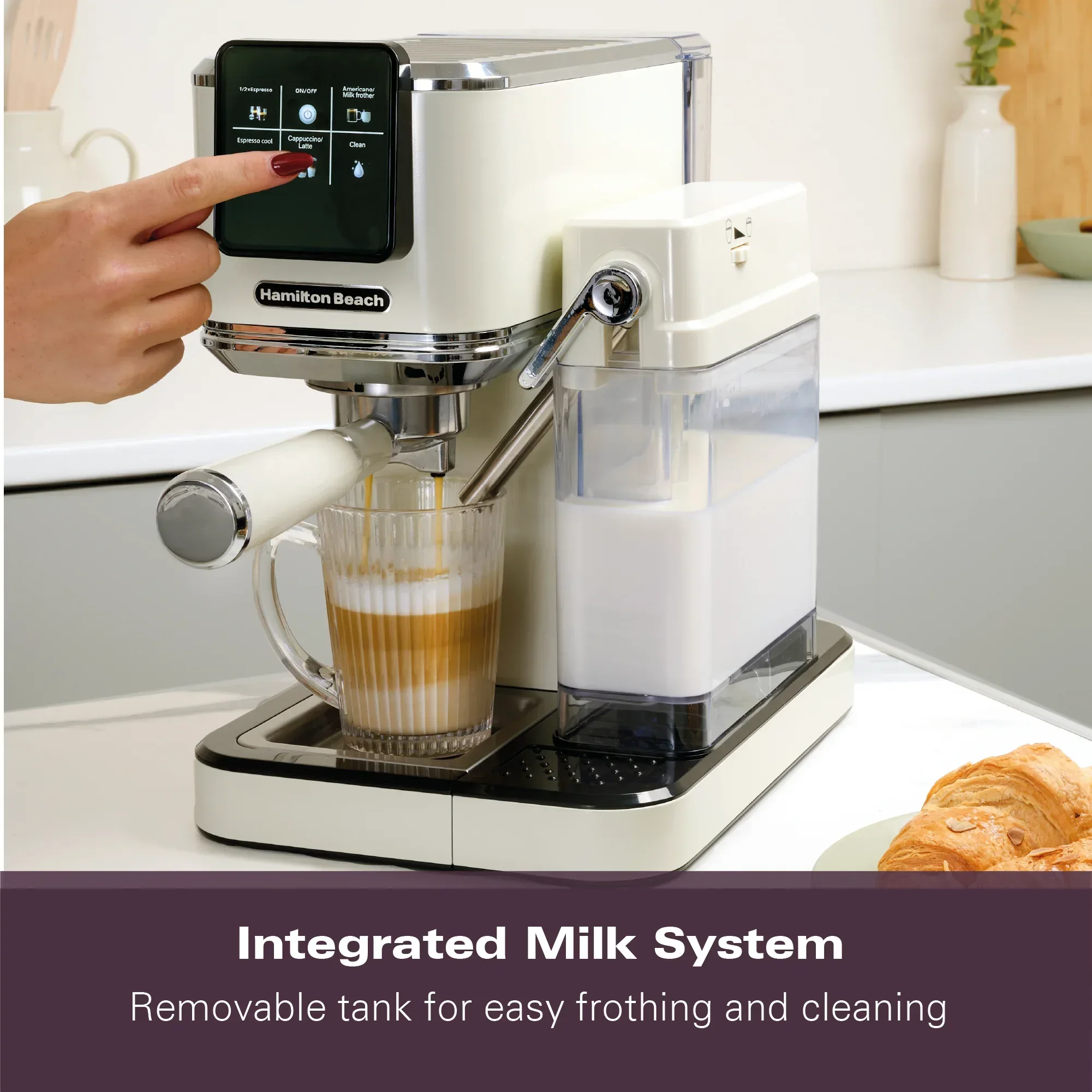 Hamilton Beach BaristaPro+ Touch 8-in-1 Espresso Machine Cream - Image 11