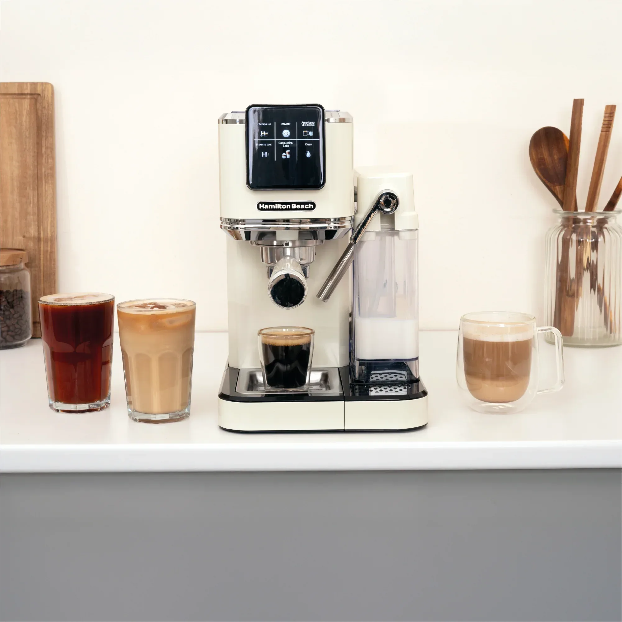 Hamilton Beach BaristaPro+ Touch 8-in-1 Espresso Machine Cream - Image 17