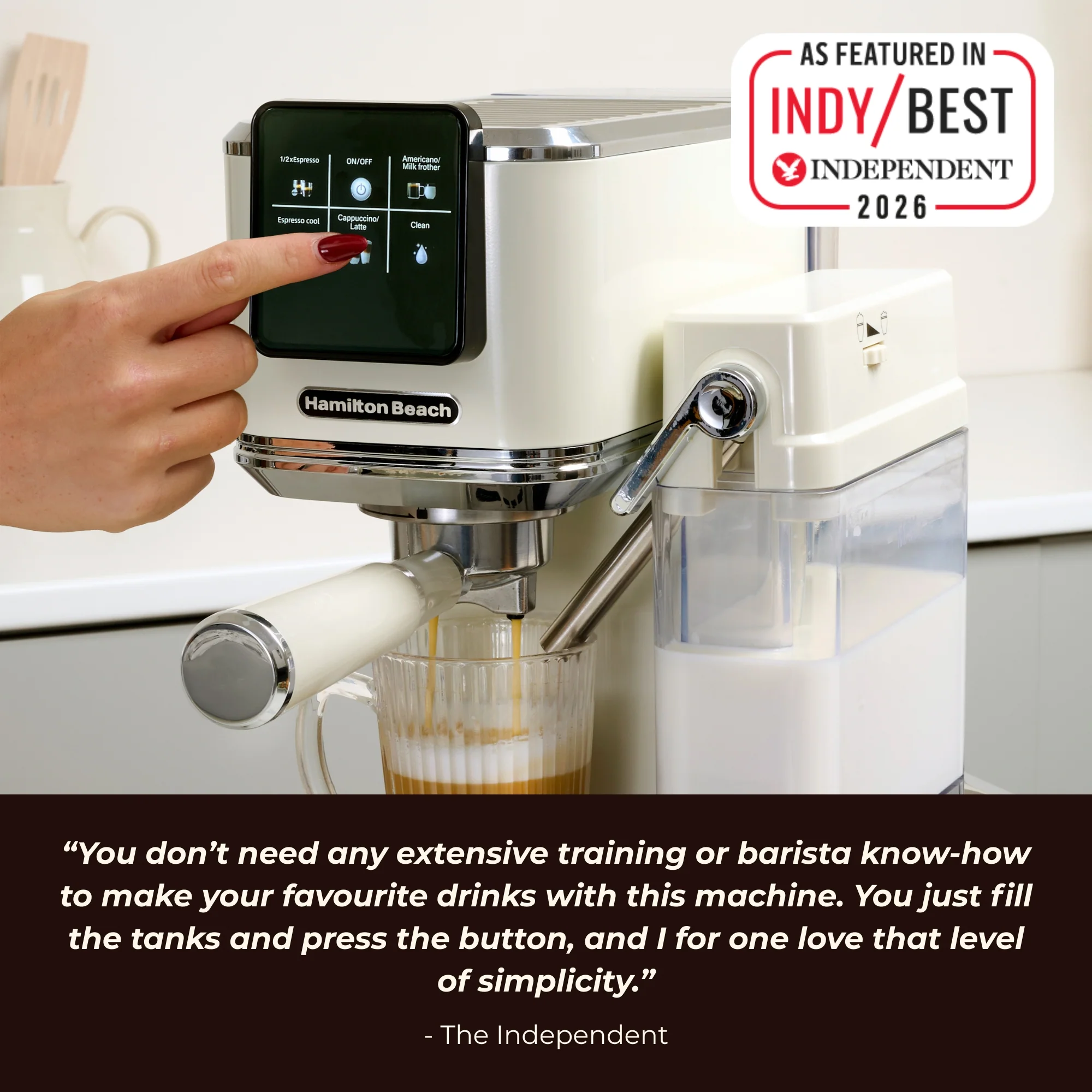 Hamilton Beach BaristaPro+ Touch 8-in-1 Espresso Machine Cream - Image 3