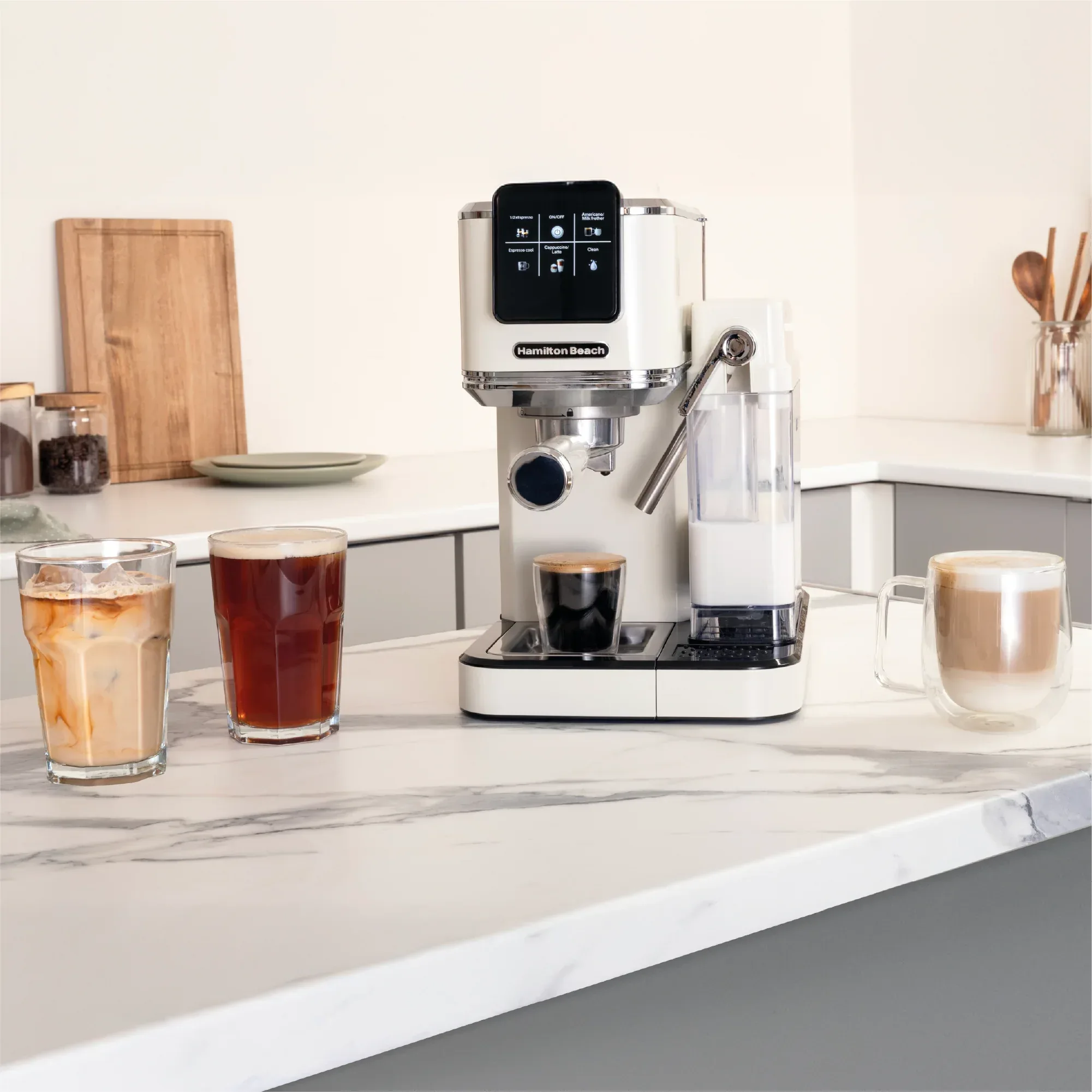 Hamilton Beach BaristaPro+ Touch 8-in-1 Espresso Machine Cream - Image 6