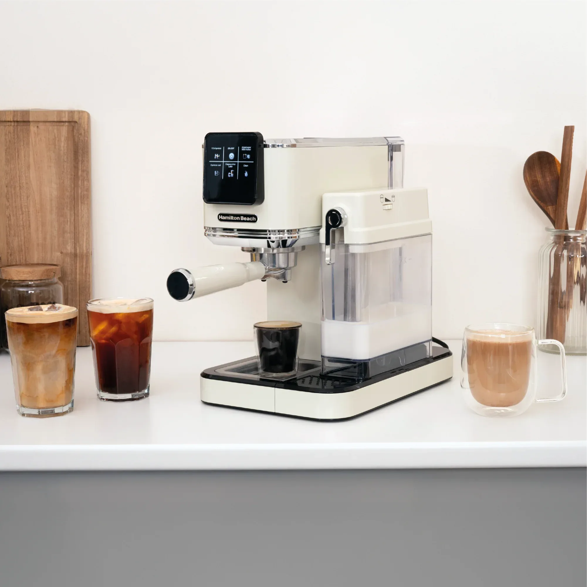 Hamilton Beach BaristaPro+ Touch 8-in-1 Espresso Machine Cream - Image 7