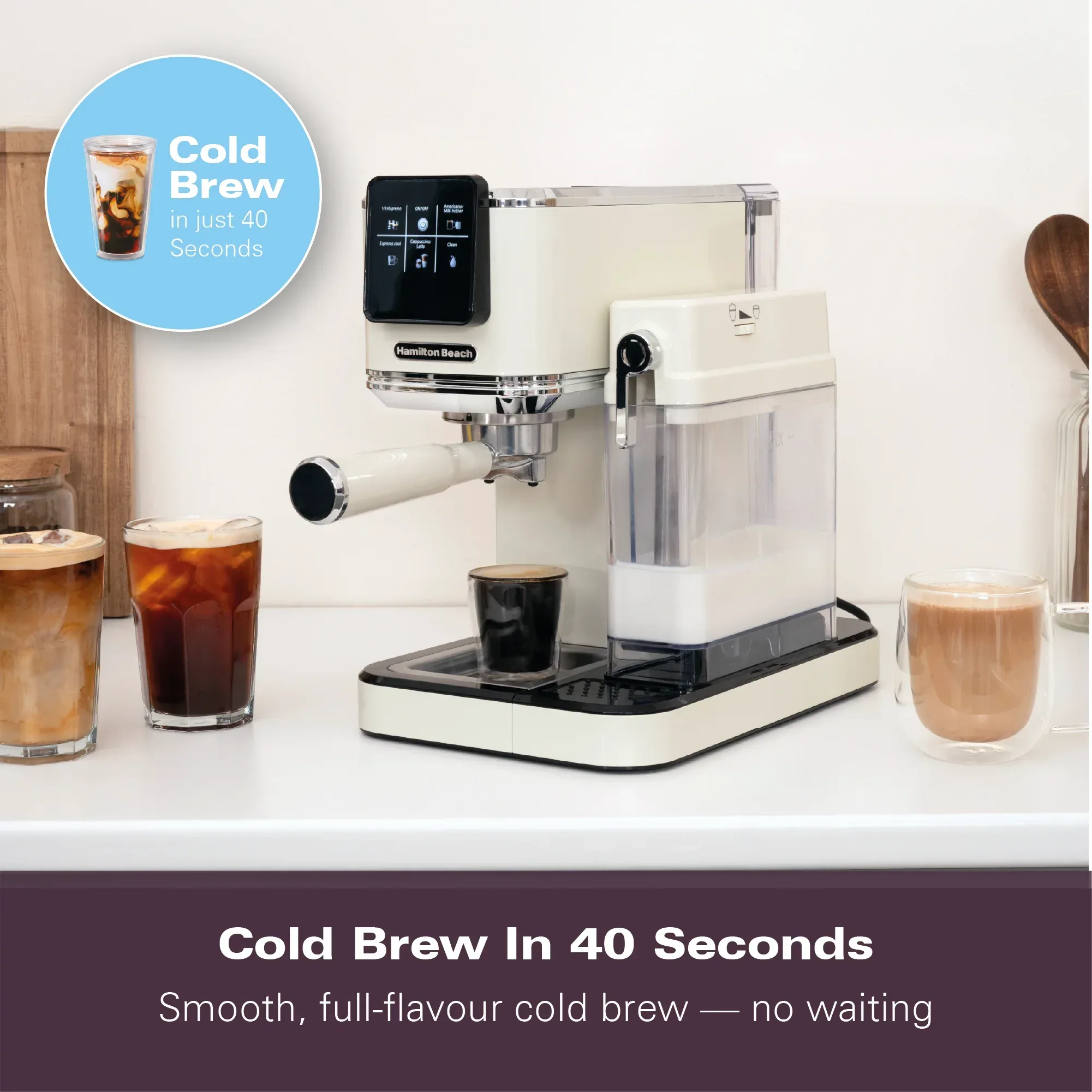 Hamilton Beach BaristaPro+ Touch 8-in-1 Espresso Machine Cream - Image 8