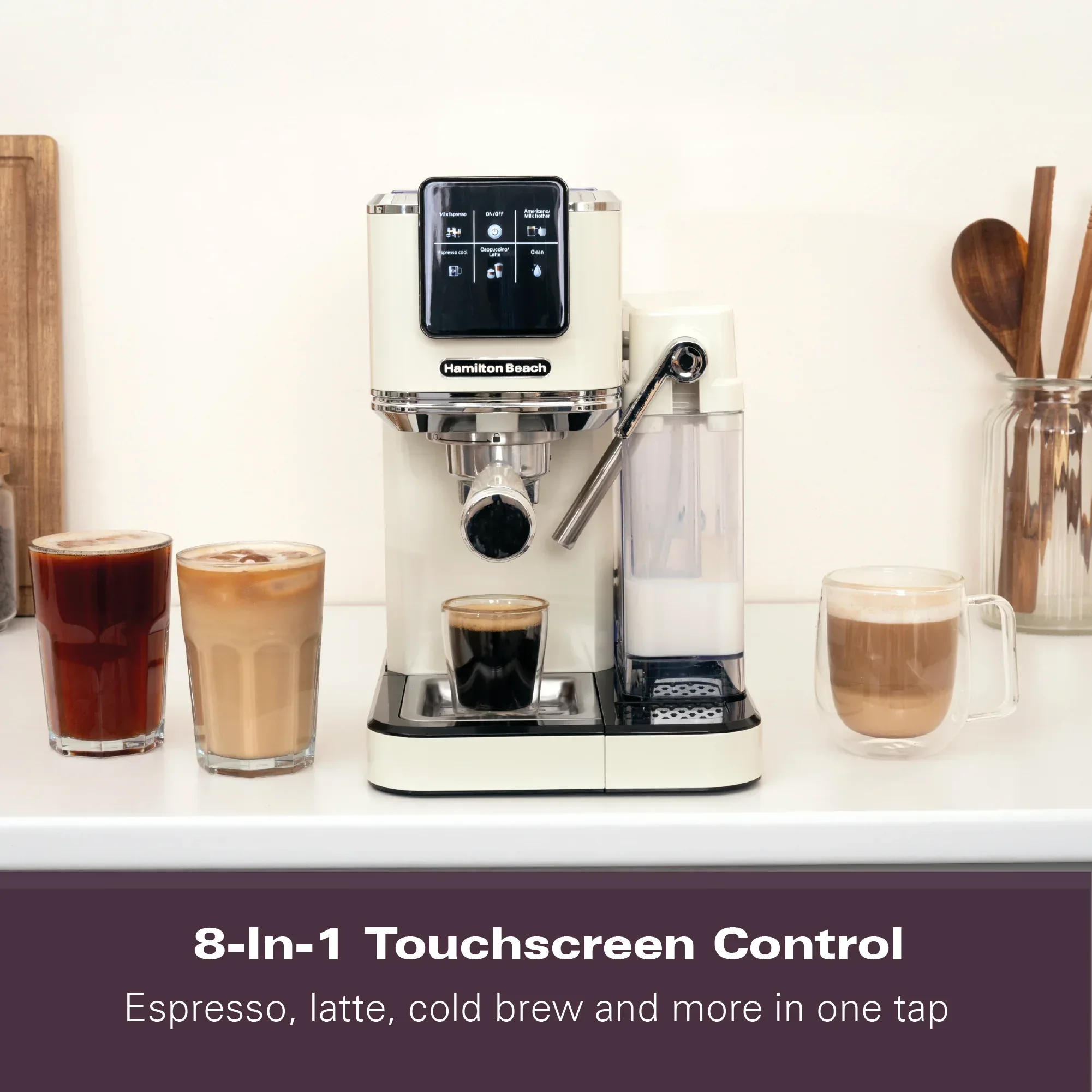 Hamilton Beach BaristaPro+ Touch 8-in-1 Espresso Machine Cream - Image 9