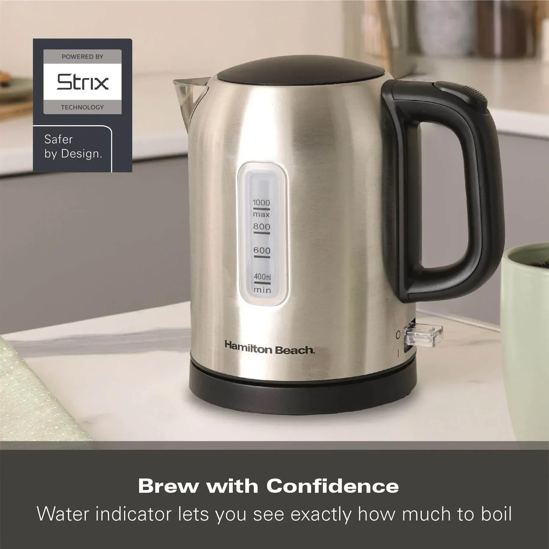 Hamilton Beach Compact 1L Kettle - Brushed Stainless Steel - Image 8