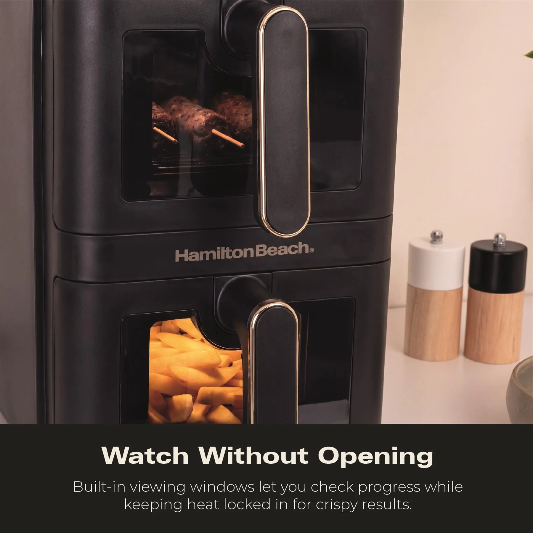 Hamilton Beach DualStack 11L Smart Air Fryer - Black & Brushed Brass - Image 6