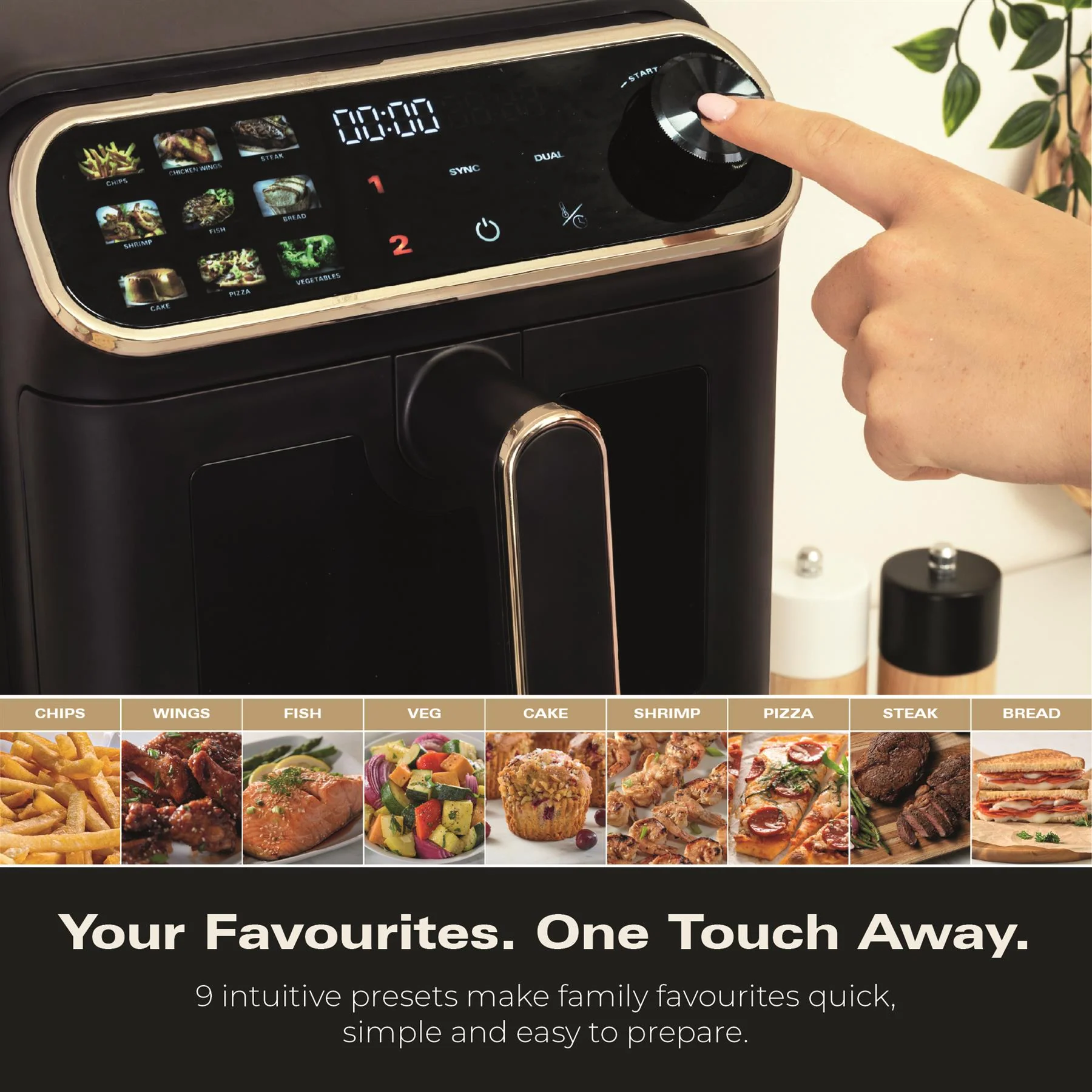 Hamilton Beach DualStack 11L Smart Air Fryer - Black & Brushed Brass - Image 8