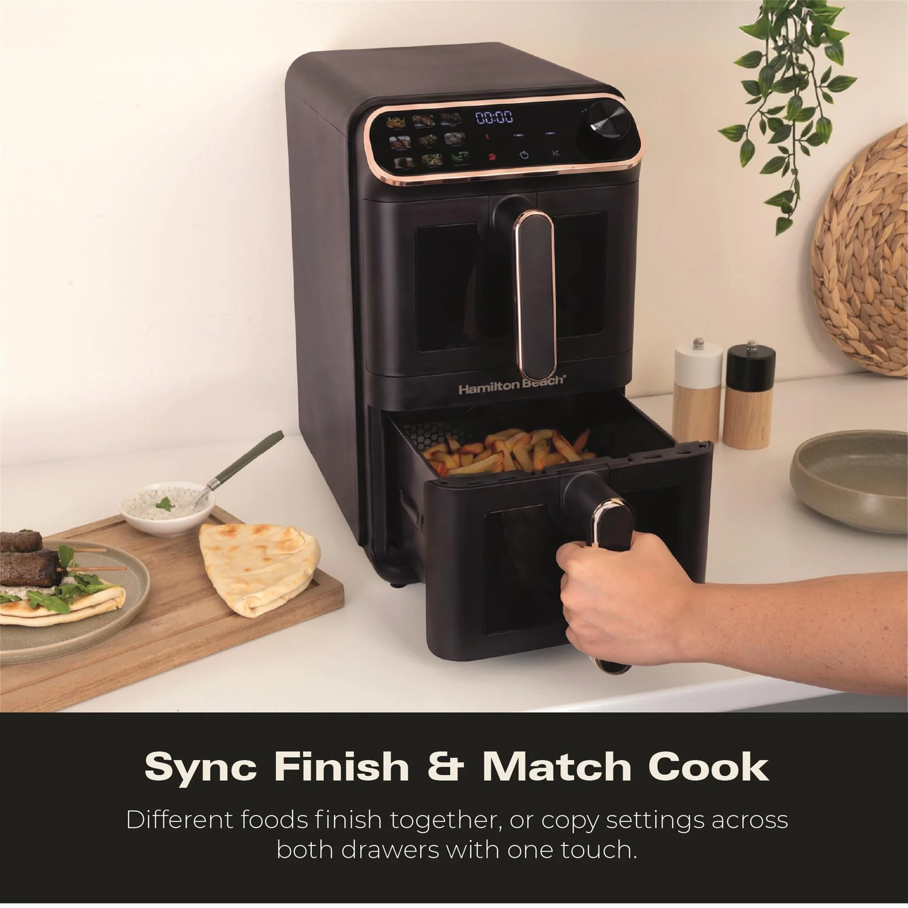 Hamilton Beach DualStack 11L Smart Air Fryer - Black & Brushed Brass - Image 9