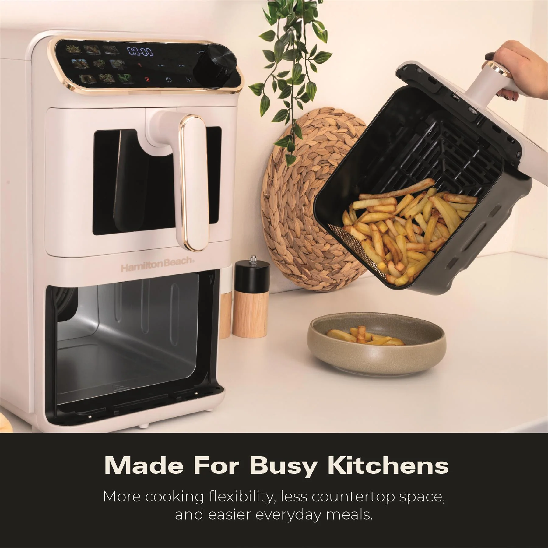 Hamilton Beach DualStack 11L Smart Air Fryer - Stone & Brushed Brass - Image 10