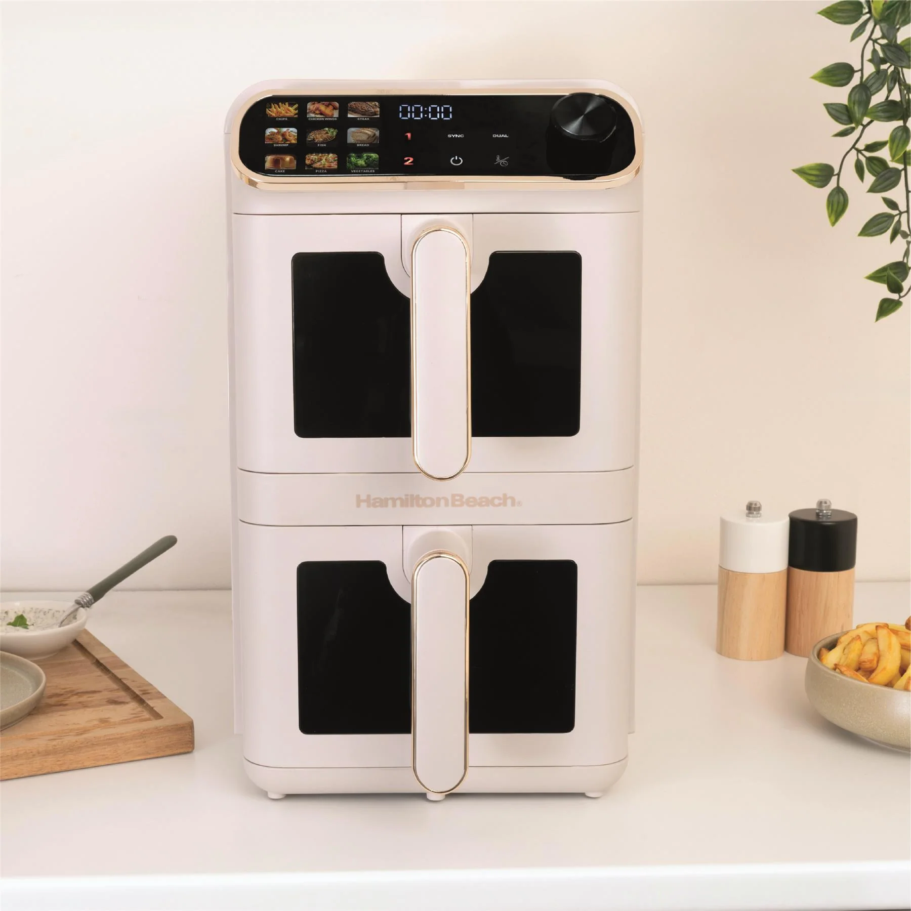 Hamilton Beach DualStack 11L Smart Air Fryer - Stone & Brushed Brass - Image 3