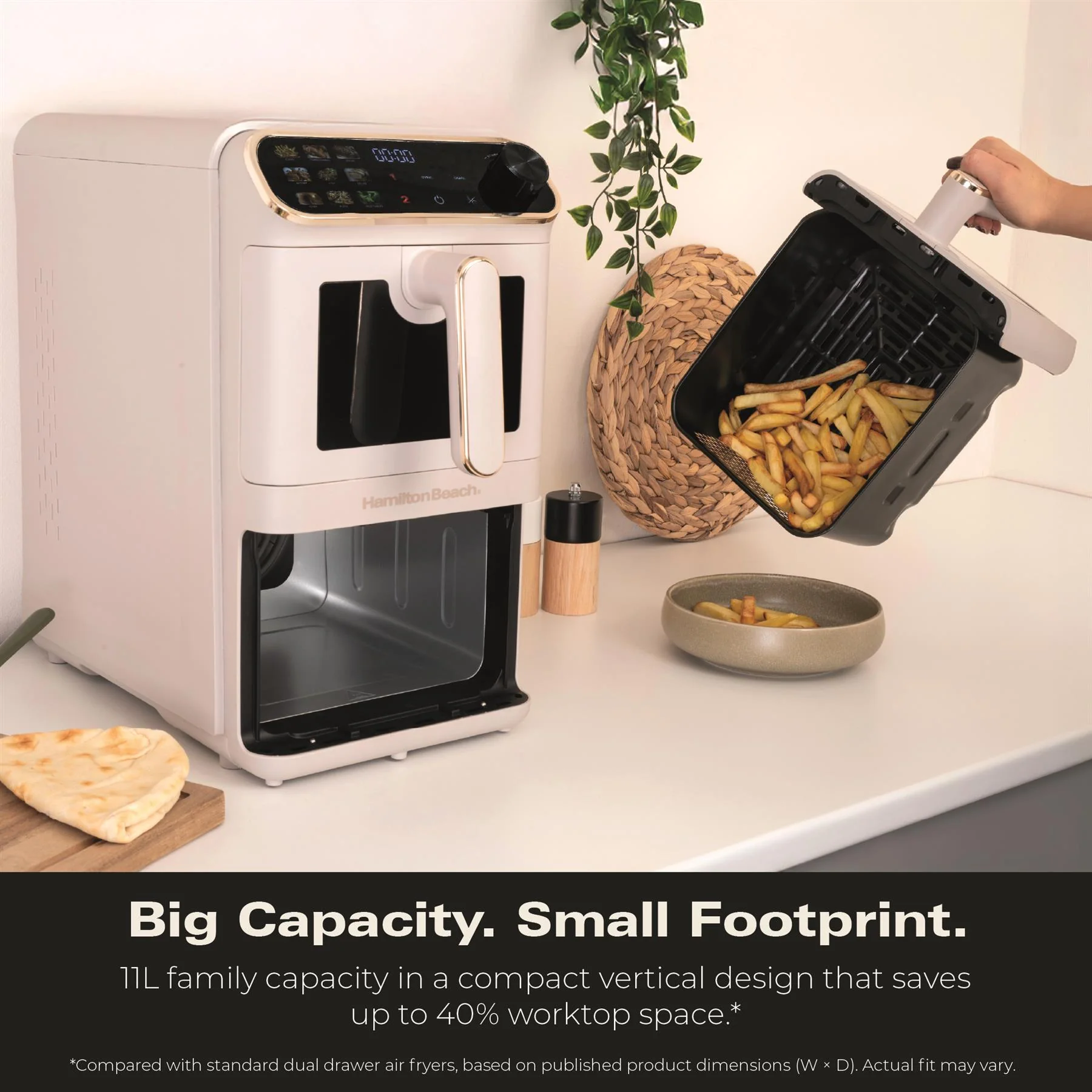 Hamilton Beach DualStack 11L Smart Air Fryer - Stone & Brushed Brass - Image 5