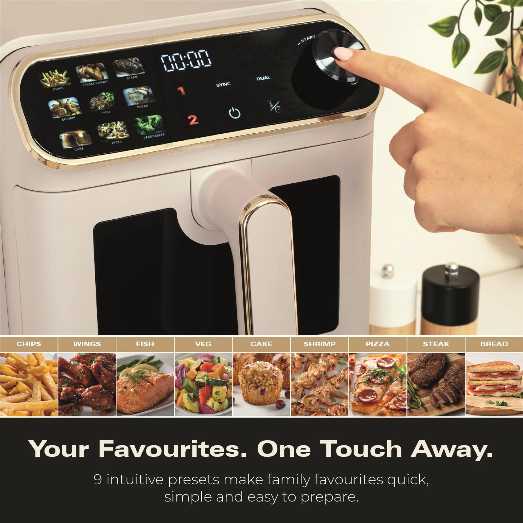 Hamilton Beach DualStack 11L Smart Air Fryer - Stone & Brushed Brass - Image 8