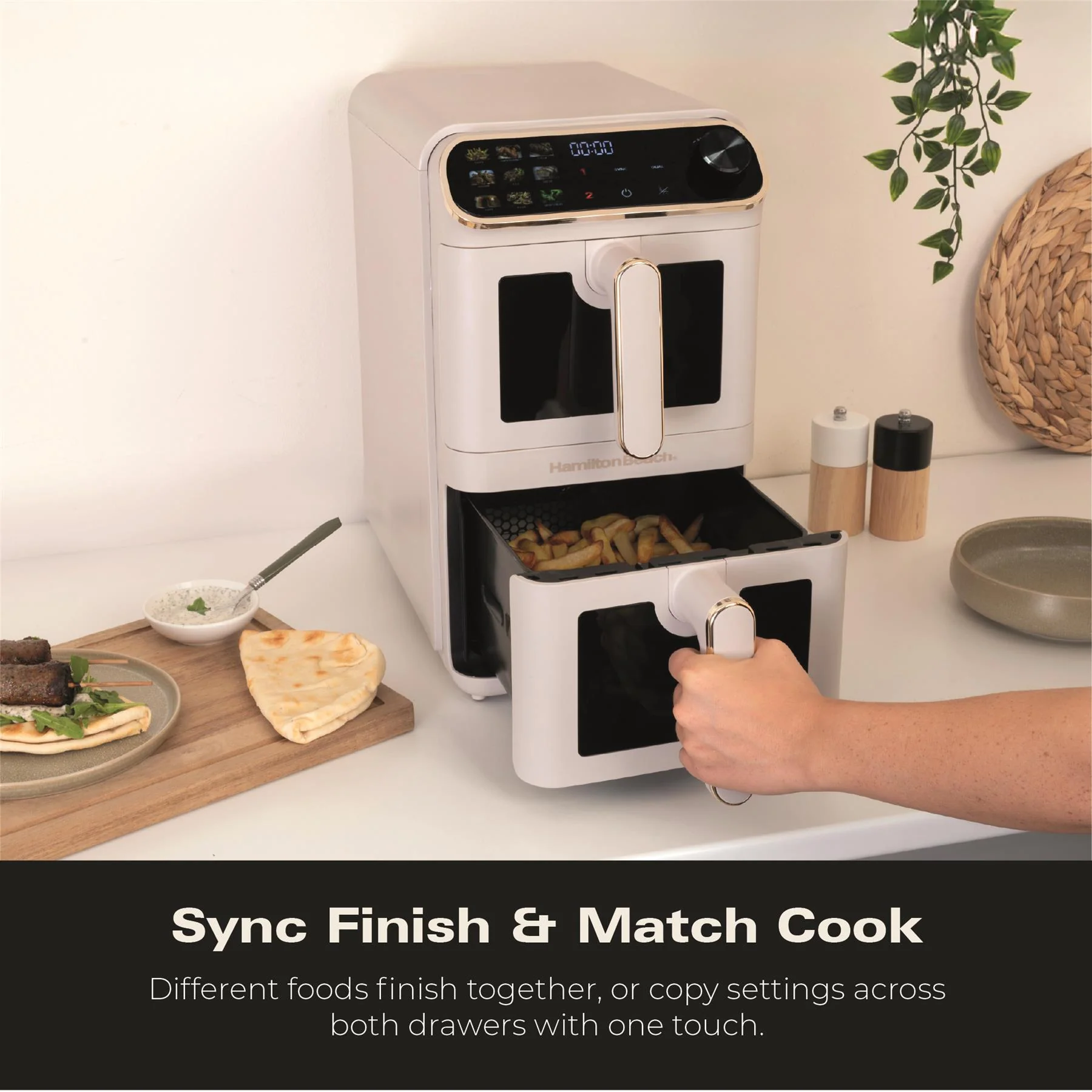 Hamilton Beach DualStack 11L Smart Air Fryer - Stone & Brushed Brass - Image 9