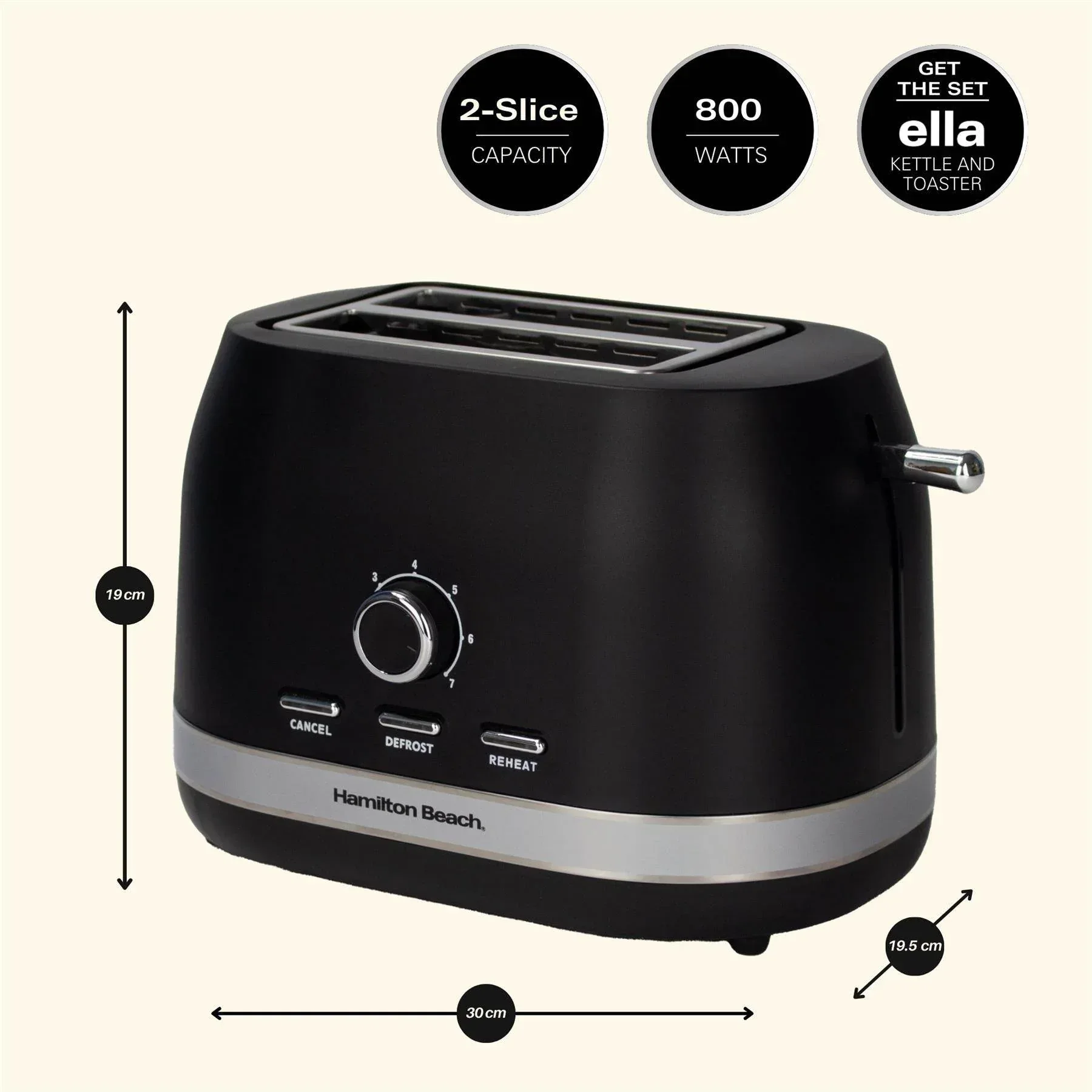 Hamilton Beach Ella 2 Slice Toaster - Matte Black - Image 4