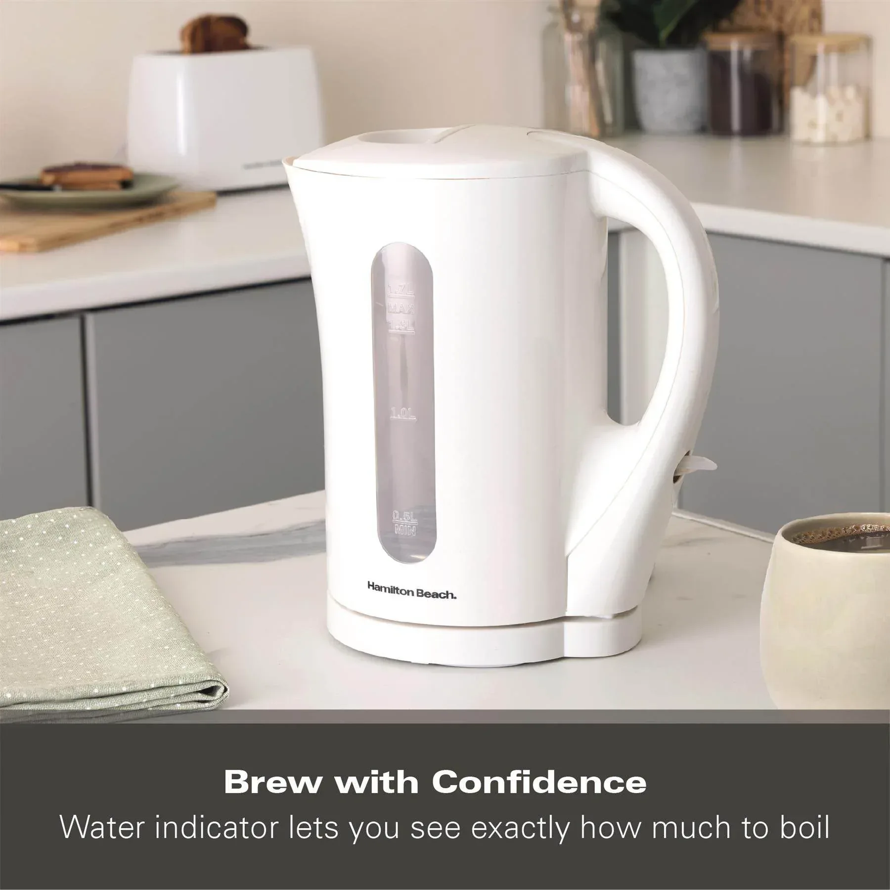 Hamilton Beach Essential 1.7L Plastic Kettle - White - Image 6
