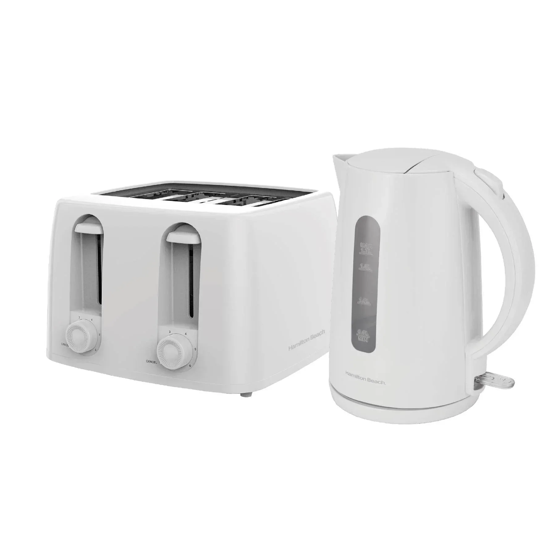 Hamilton Beach Essentials Rapid Boil Kettle & 4 Slice Toaster Set - White