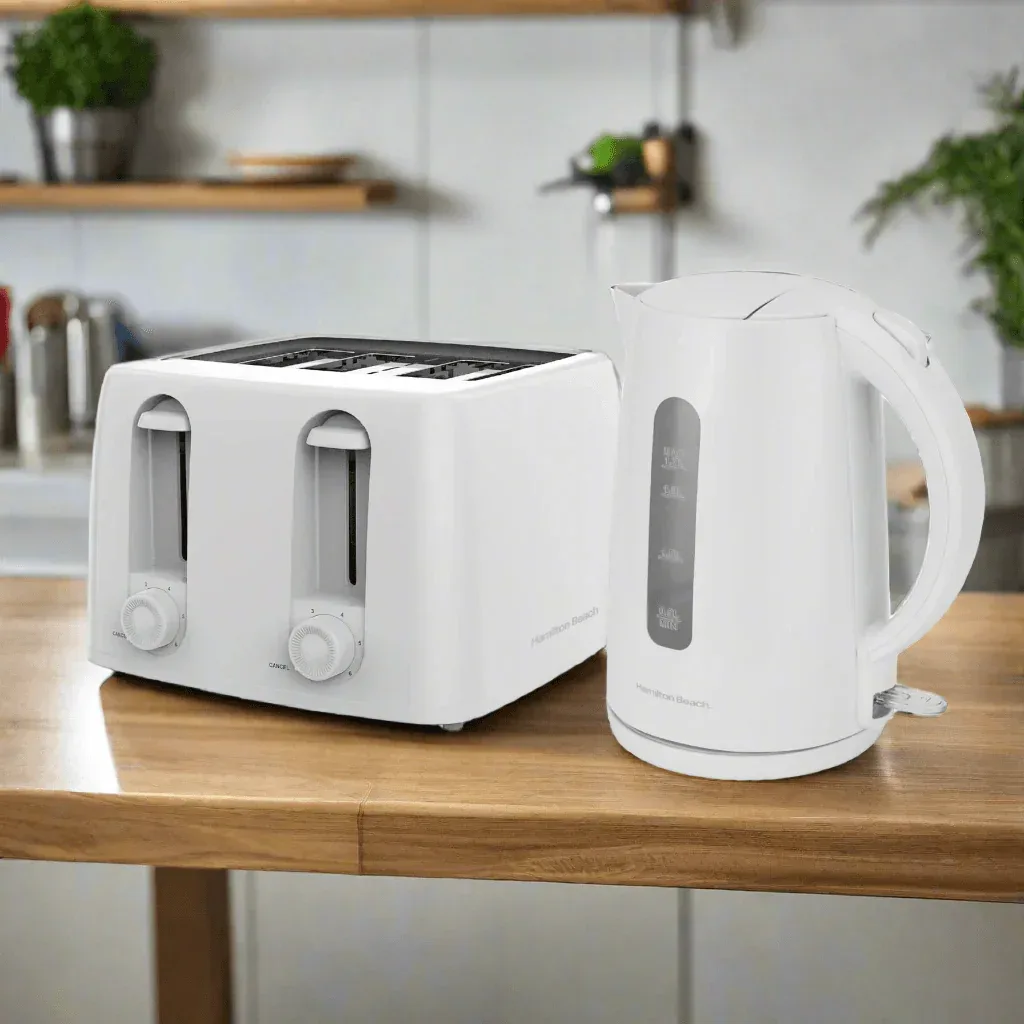 Hamilton Beach Essentials Rapid Boil Kettle & 4 Slice Toaster Set - White - Image 12