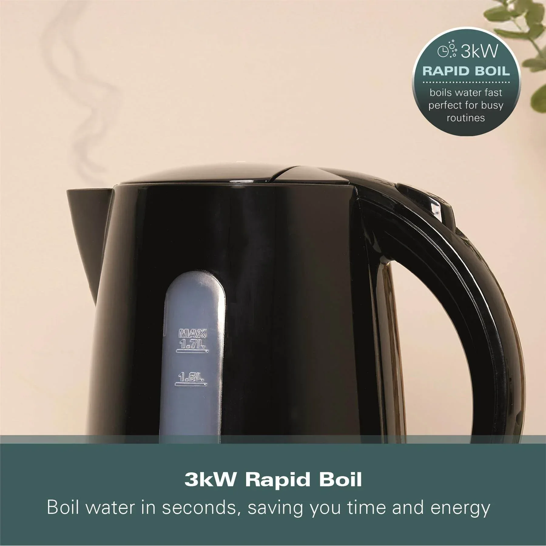 Hamilton Beach Essentials 1.7L Rapid Boil Kettle - Black - Image 7