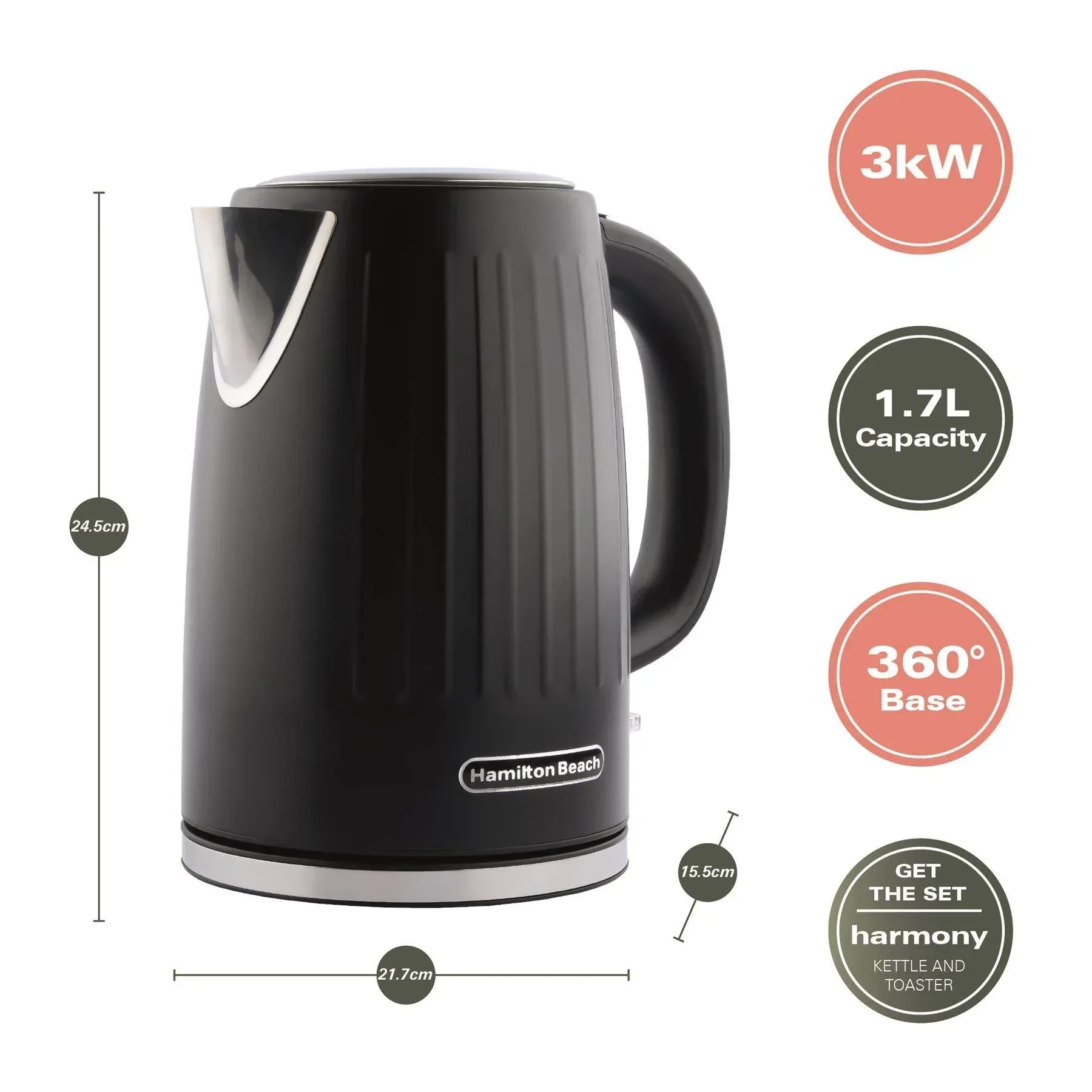 Hamilton Beach Harmony 1.7L Kettle - Espresso - Image 3