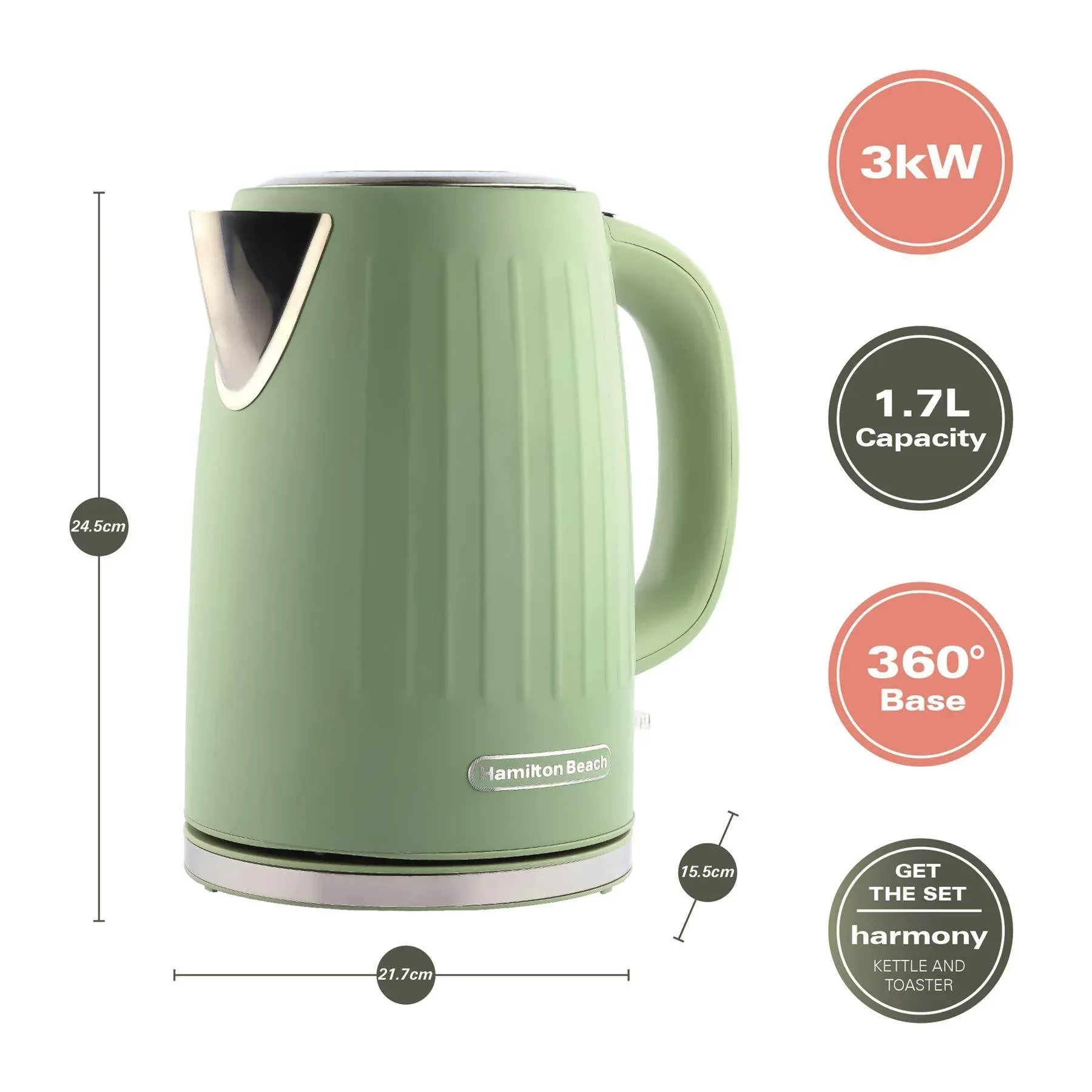 Hamilton Beach Harmony Kettle & Toaster Set - Matcha - Image 6