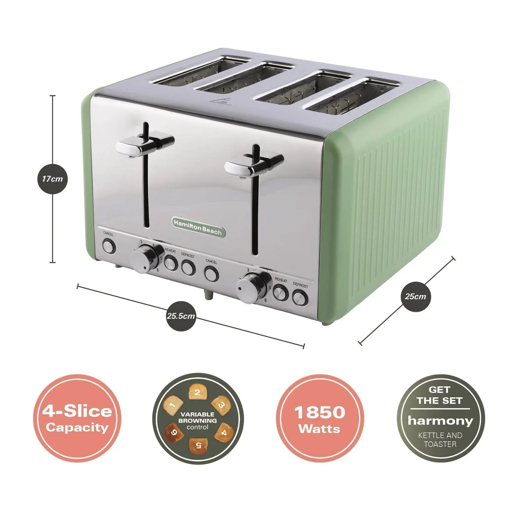 Hamilton Beach Harmony Kettle & Toaster Set - Matcha - Image 7