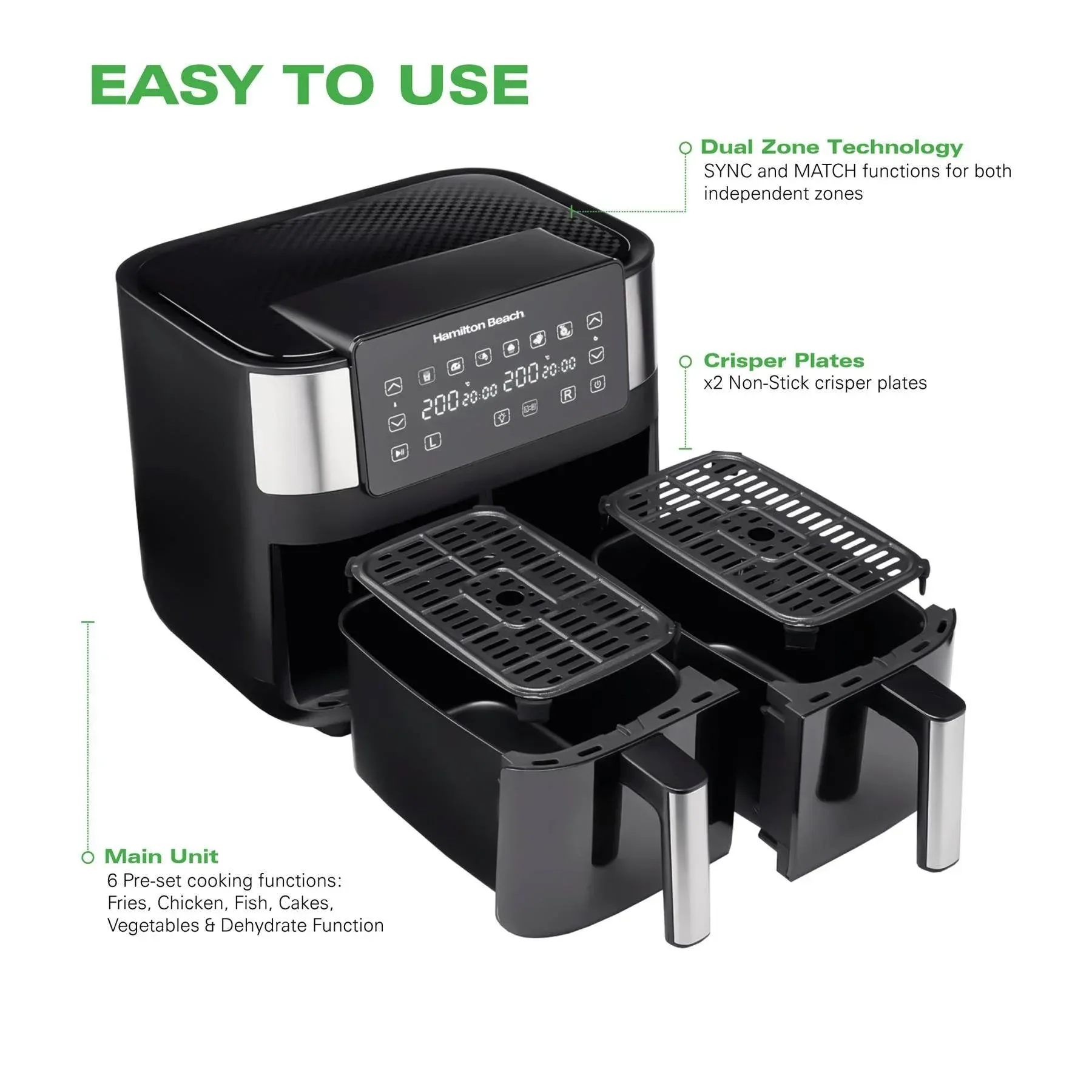 Hamilton Beach HealthyCook 8L Dual Air Fryer - Image 4