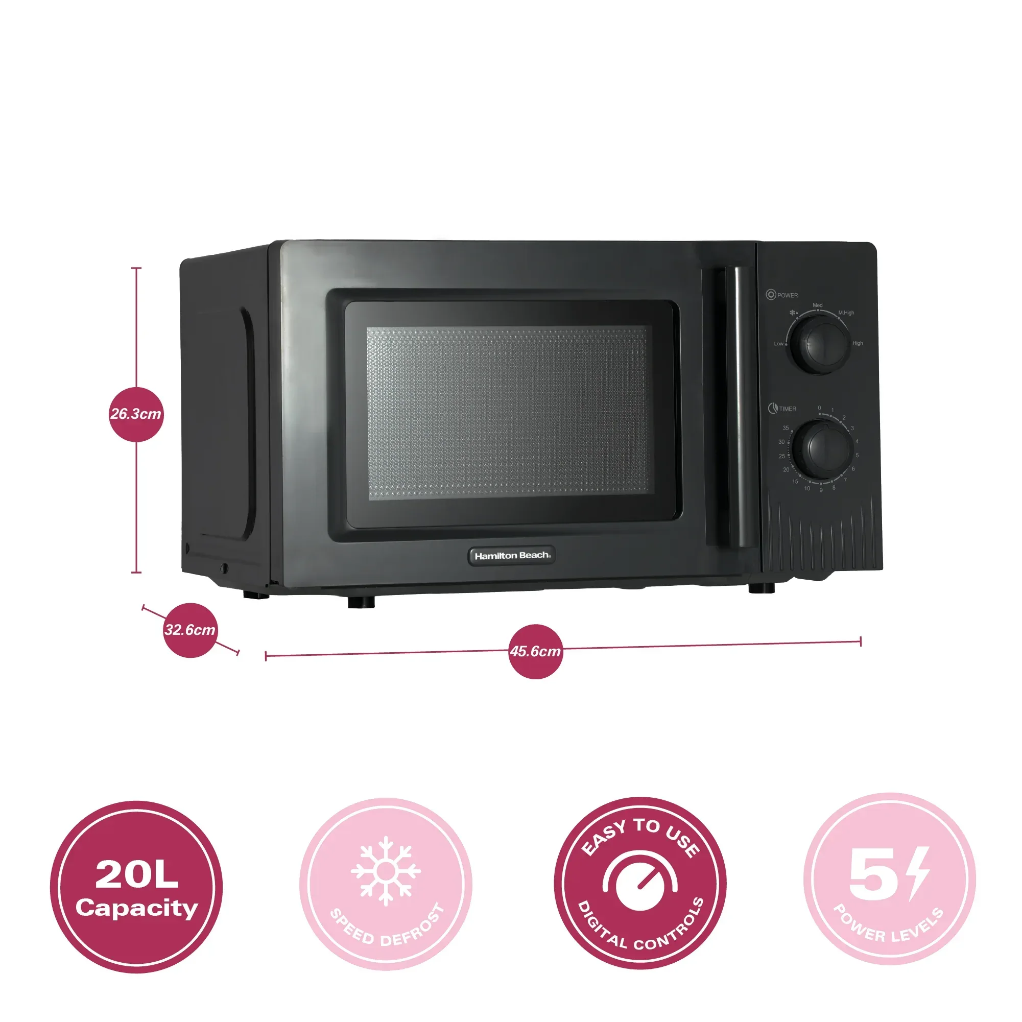 Hamilton Beach Miami Kettle, Toaster & Microwave Set - Charcoal Grey - Image 10