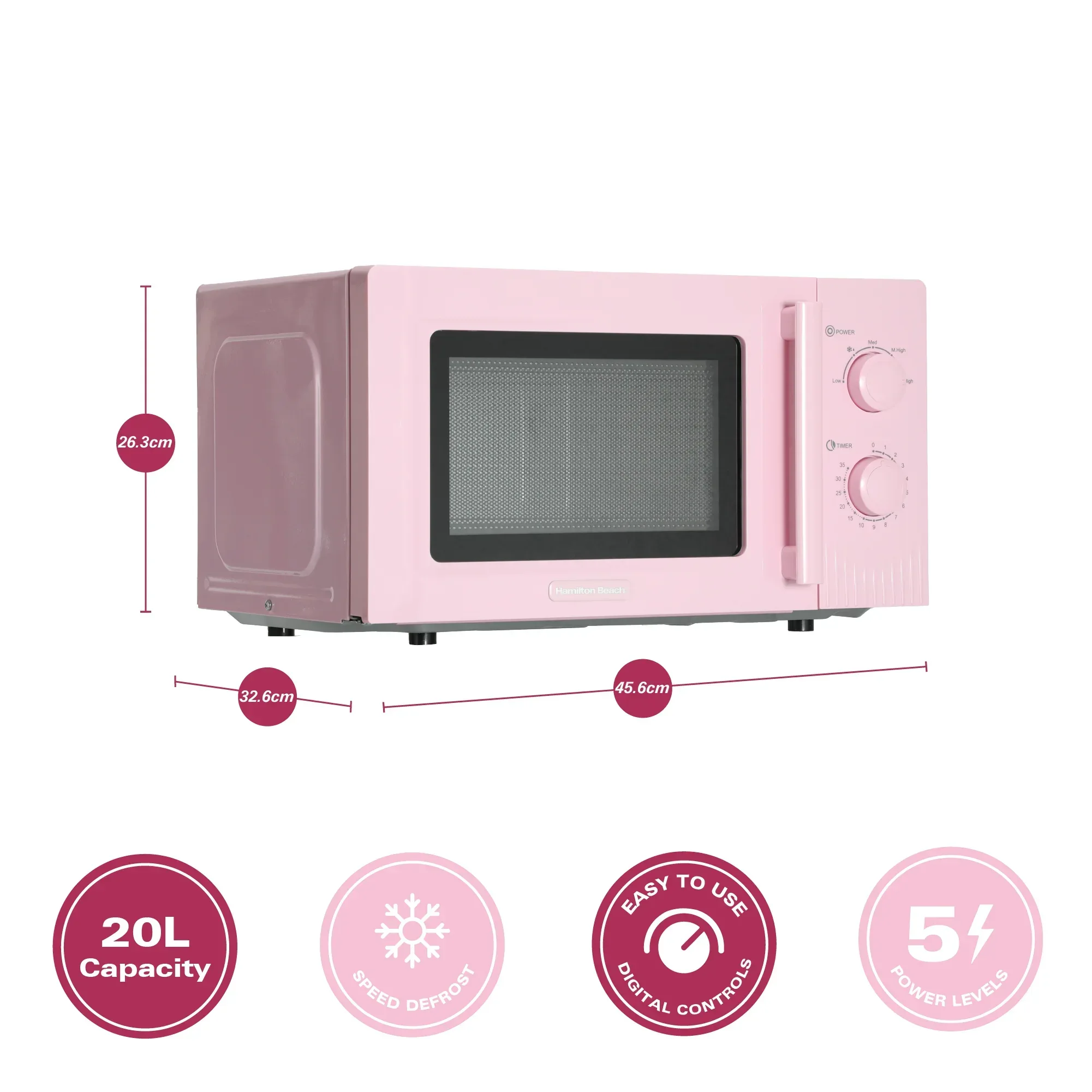 Hamilton Beach Miami Kettle, Toaster & Microwave Set - Flamingo Pink - Image 10