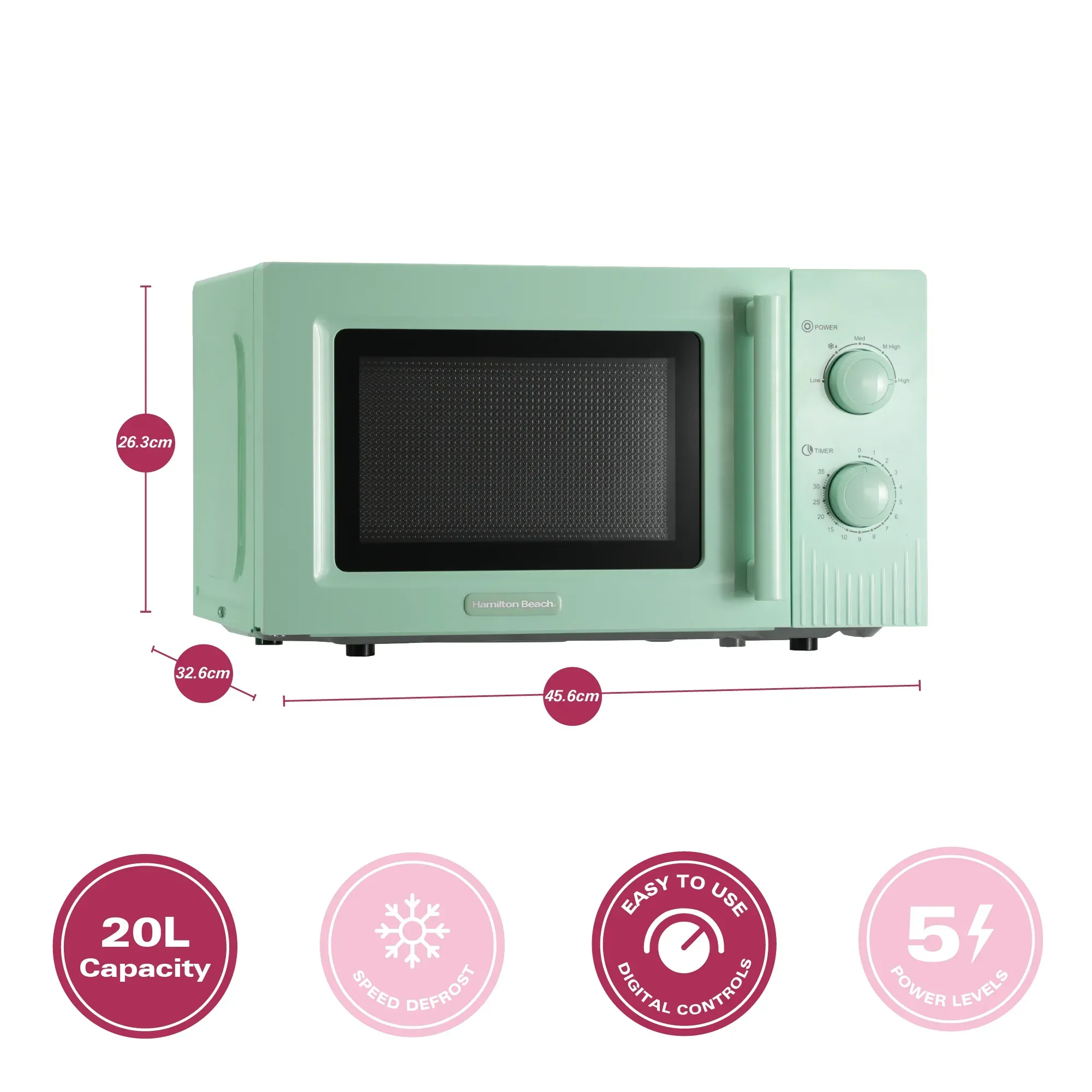 Hamilton Beach Miami Kettle, Toaster & Microwave Set - Mojito Mint - Image 8