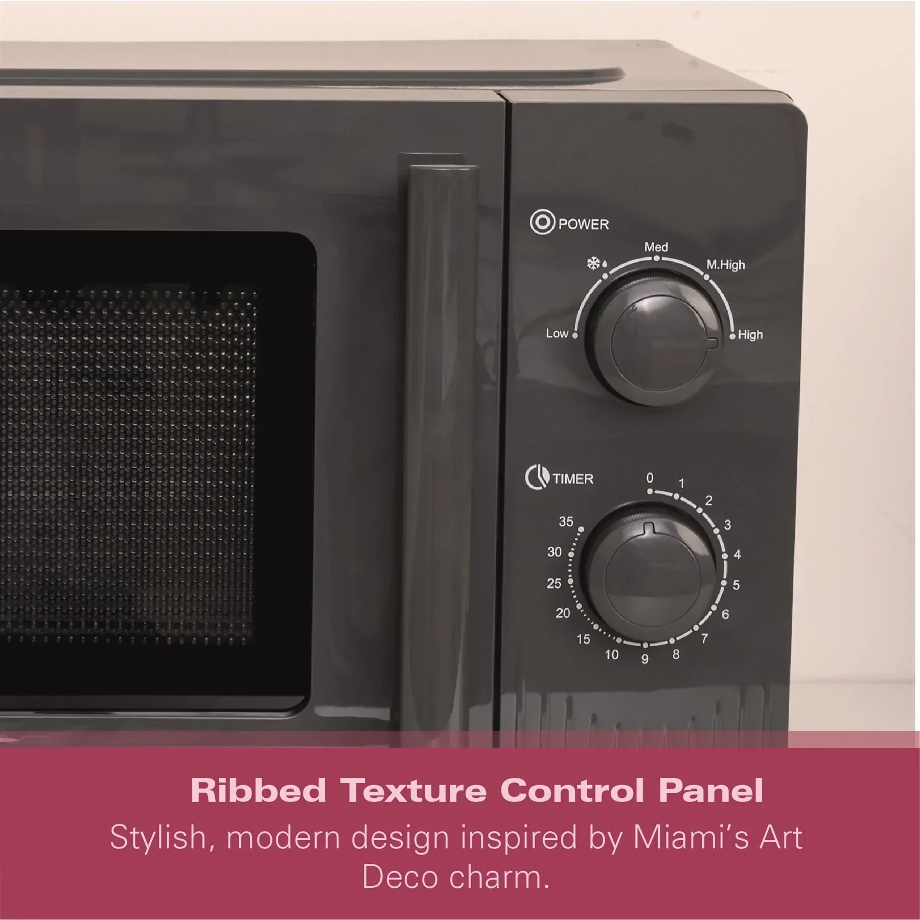 Hamilton Beach Miami Manual 800W Microwave - Charcoal Grey - Image 10