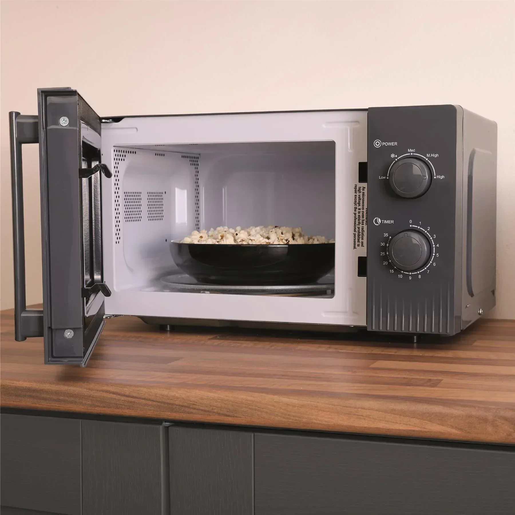 Hamilton Beach Miami Manual 800W Microwave - Charcoal Grey - Image 3