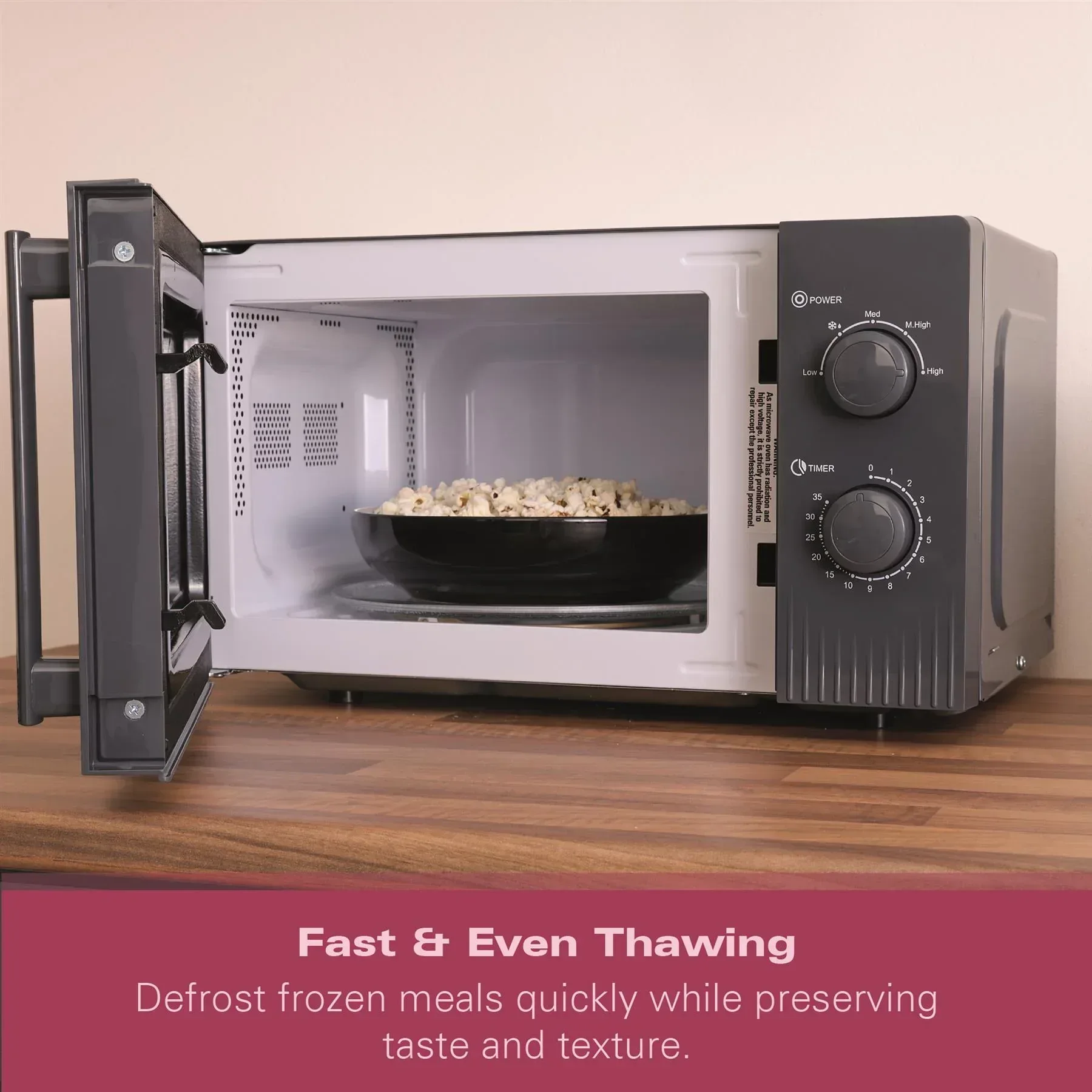 Hamilton Beach Miami Manual 800W Microwave - Charcoal Grey - Image 8