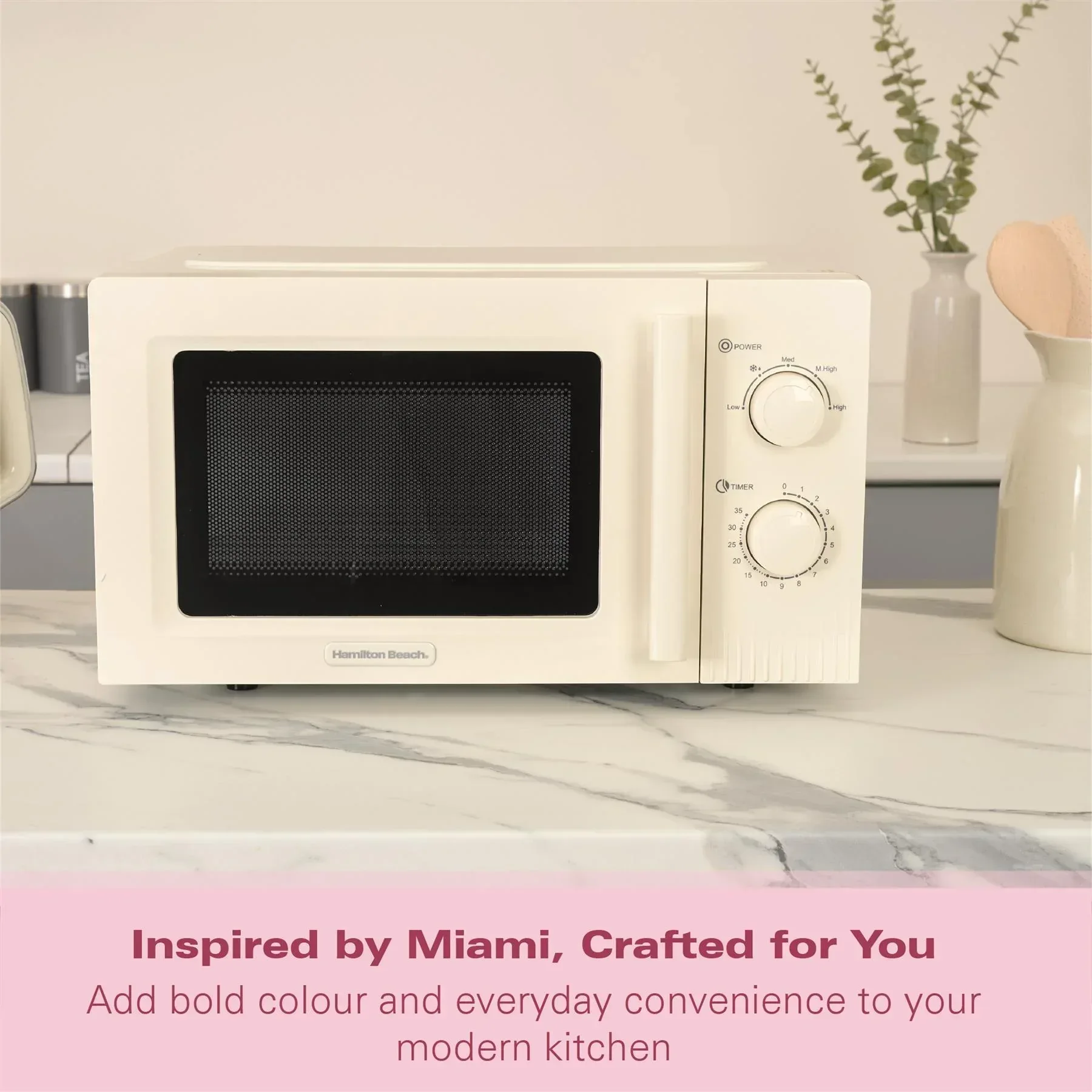 Hamilton Beach Miami Manual 800W Microwave - Sand - Image 5