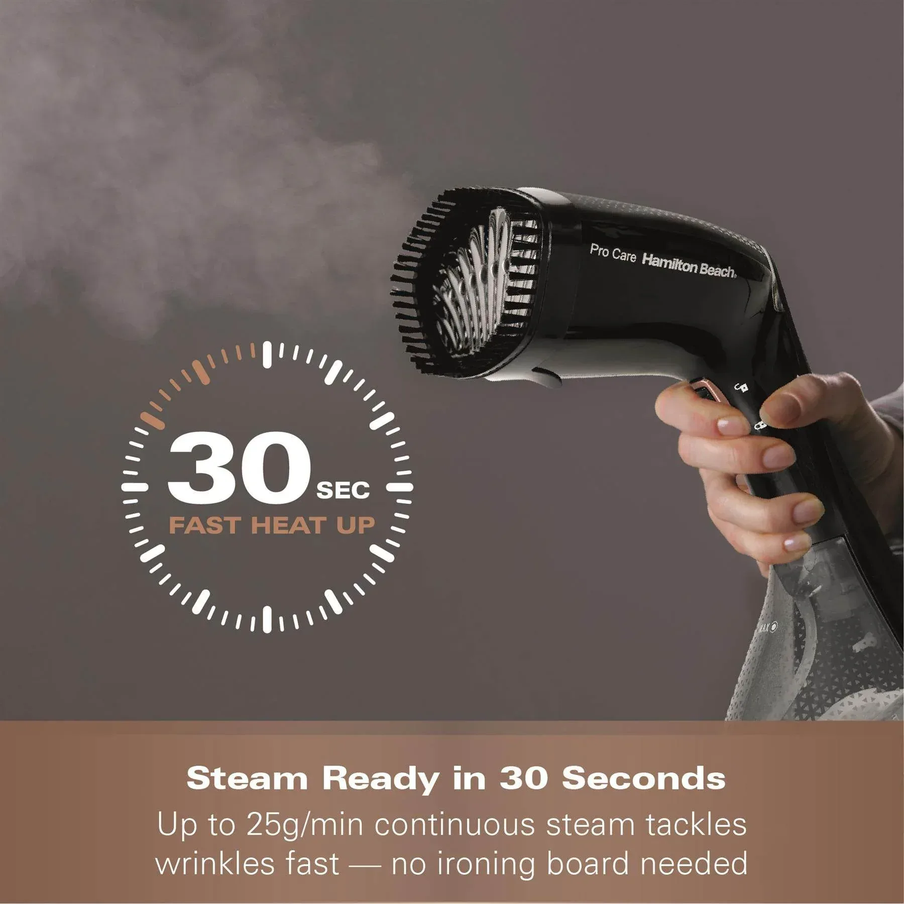 Hamilton Beach ProCare Handheld Garment Steamer - Black & Bronze - Image 5