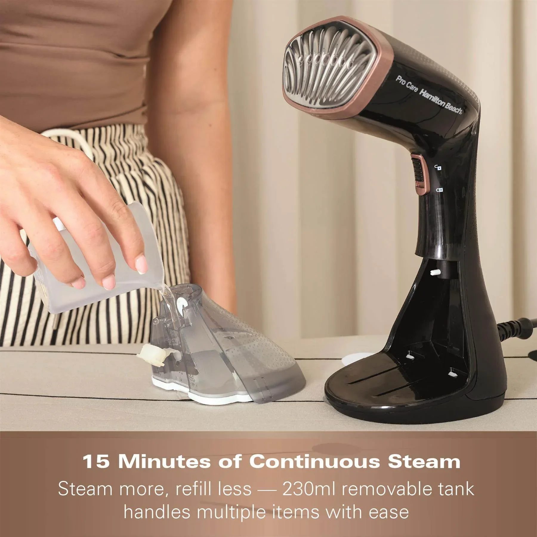Hamilton Beach ProCare Handheld Garment Steamer - Black & Bronze - Image 8