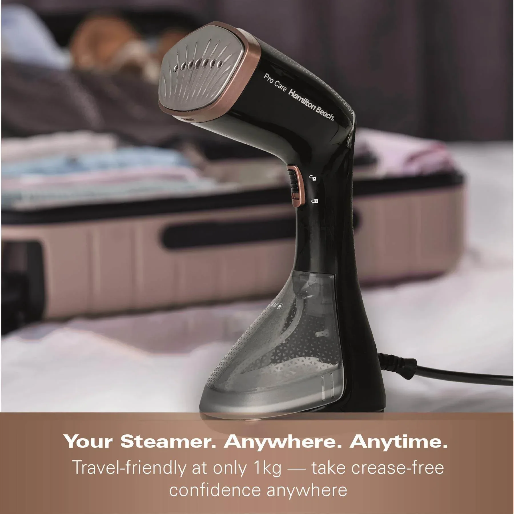 Hamilton Beach ProCare Handheld Garment Steamer - Black & Bronze - Image 9