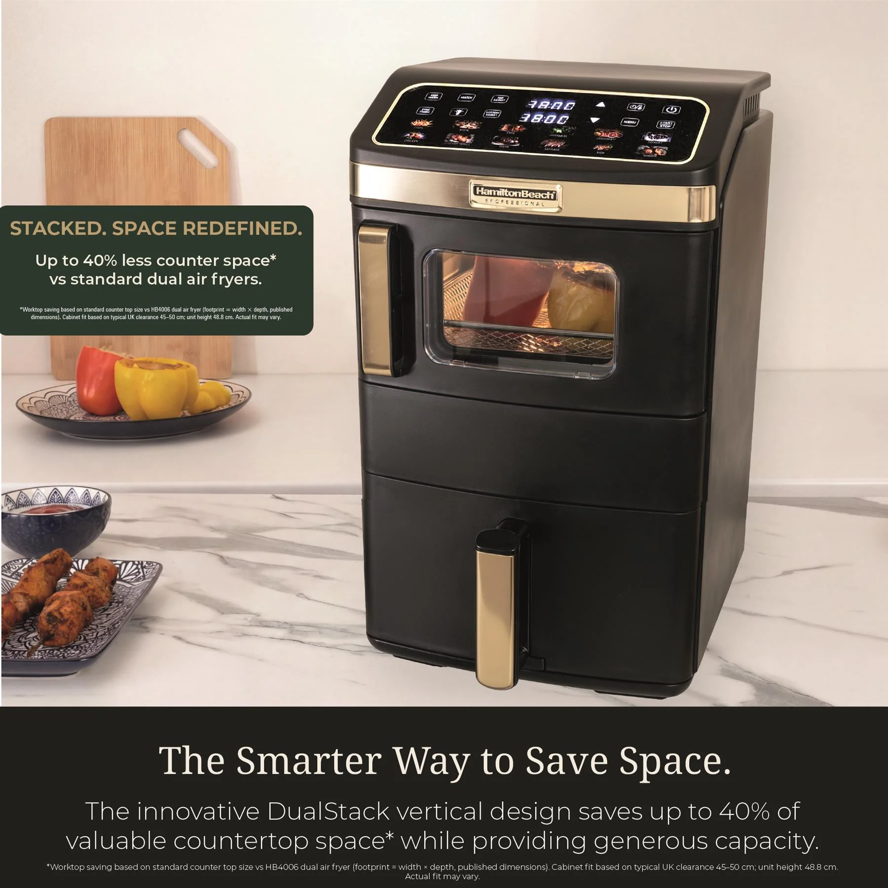 Hamilton Beach Professional DualStack 14.5L Air Fryer Oven - Black & Brushed Brass - Image 5