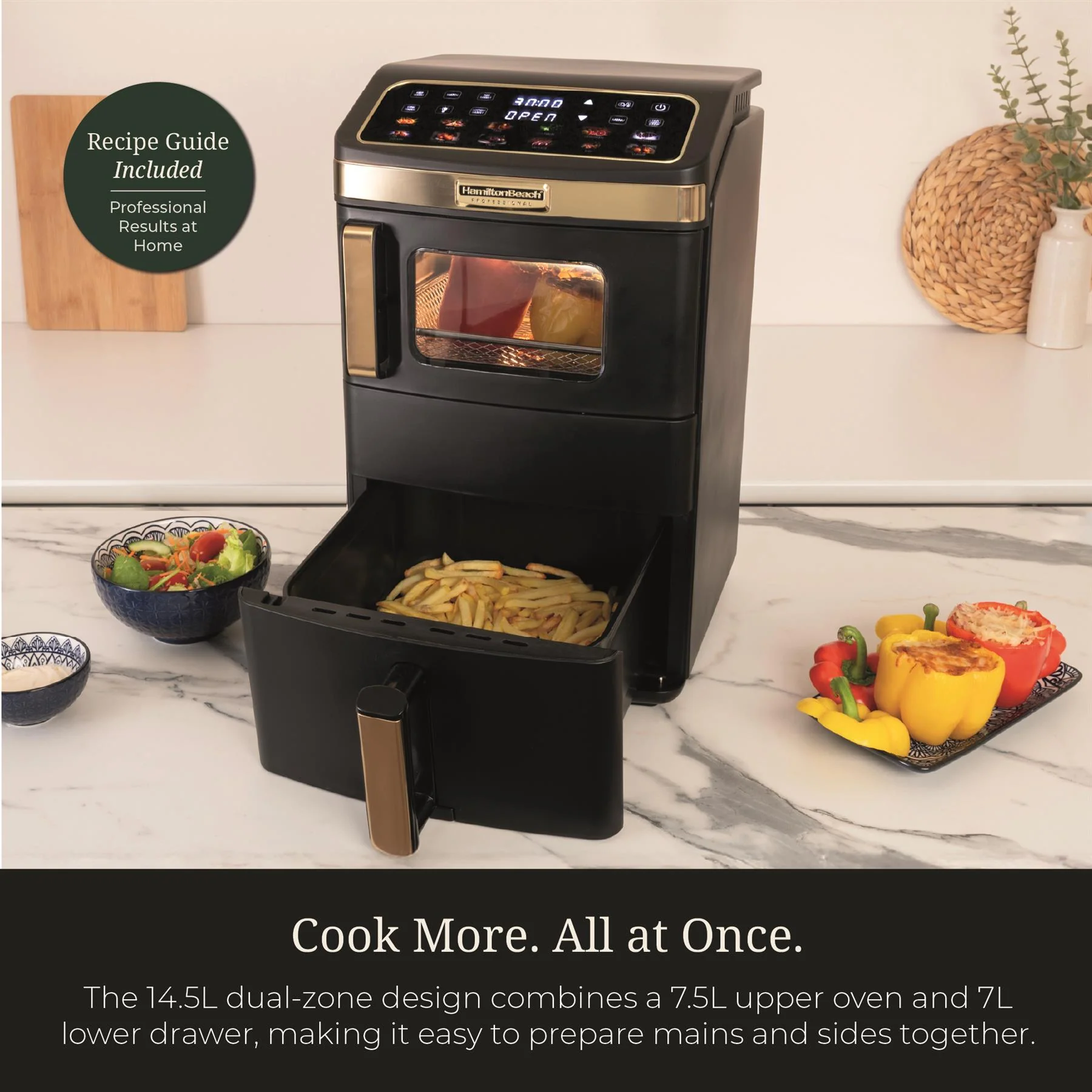 Hamilton Beach Professional DualStack 14.5L Air Fryer Oven - Black & Brushed Brass - Image 7