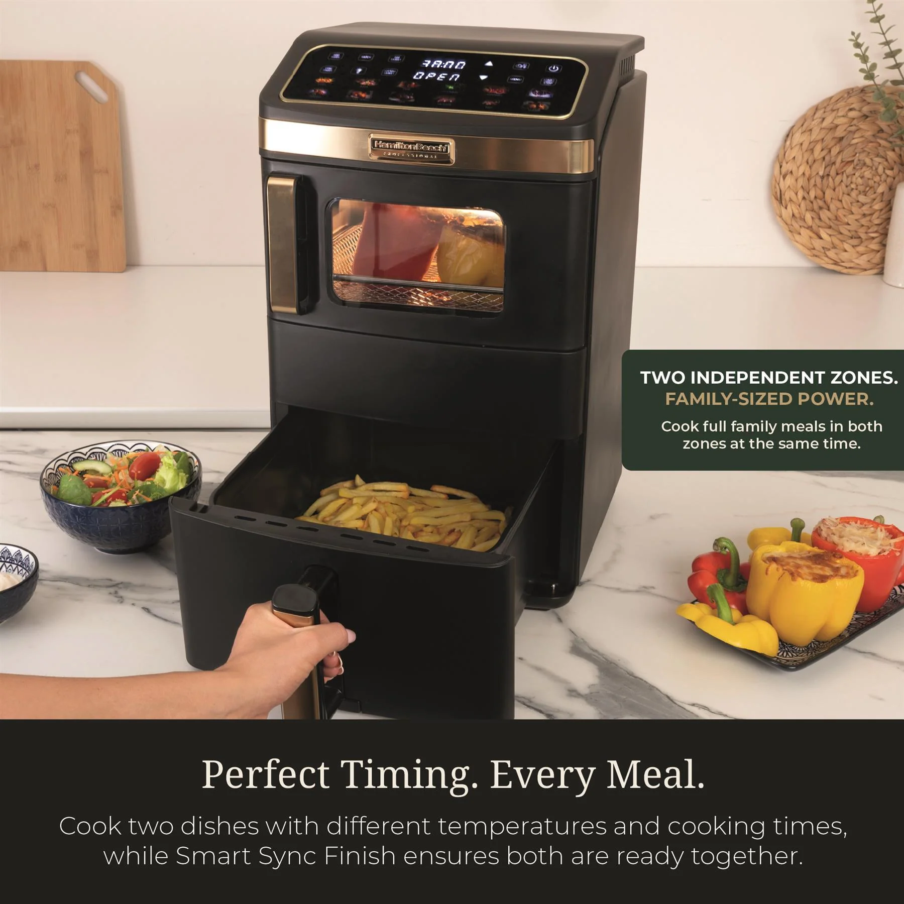 Hamilton Beach Professional DualStack 14.5L Air Fryer Oven - Black & Brushed Brass - Image 9
